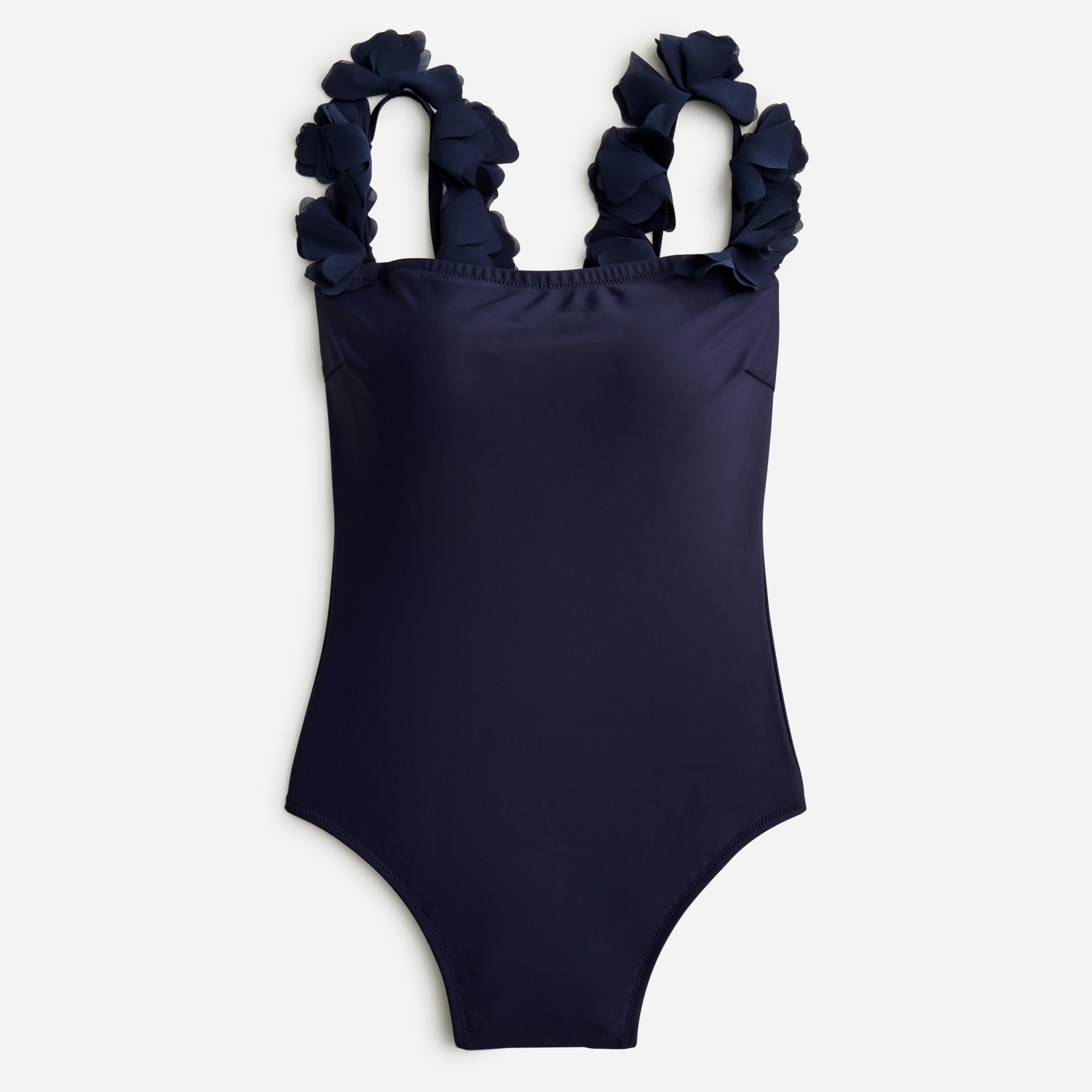 Flower-strap one-piece swimsuit