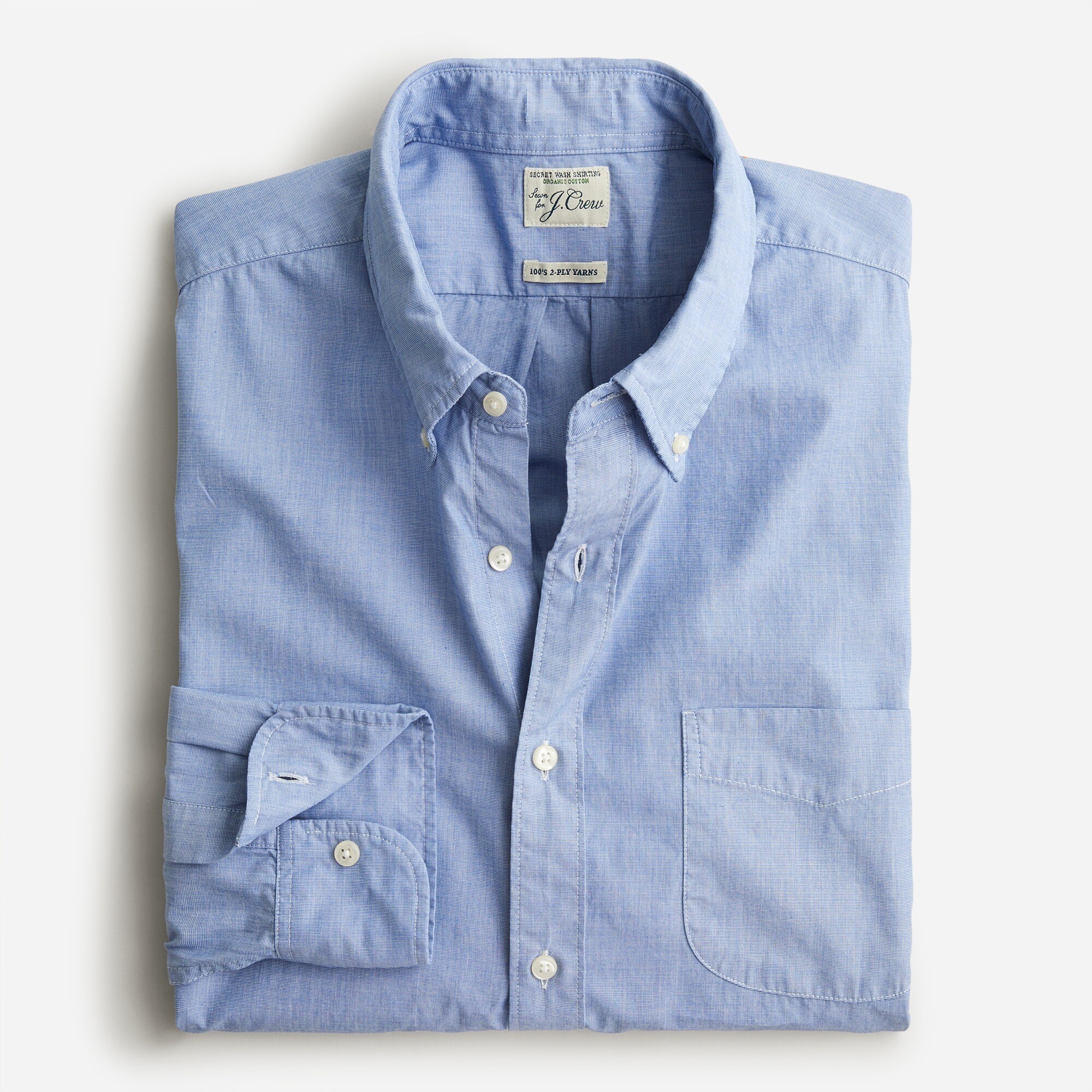 Slim Secret Wash organic cotton poplin shirt