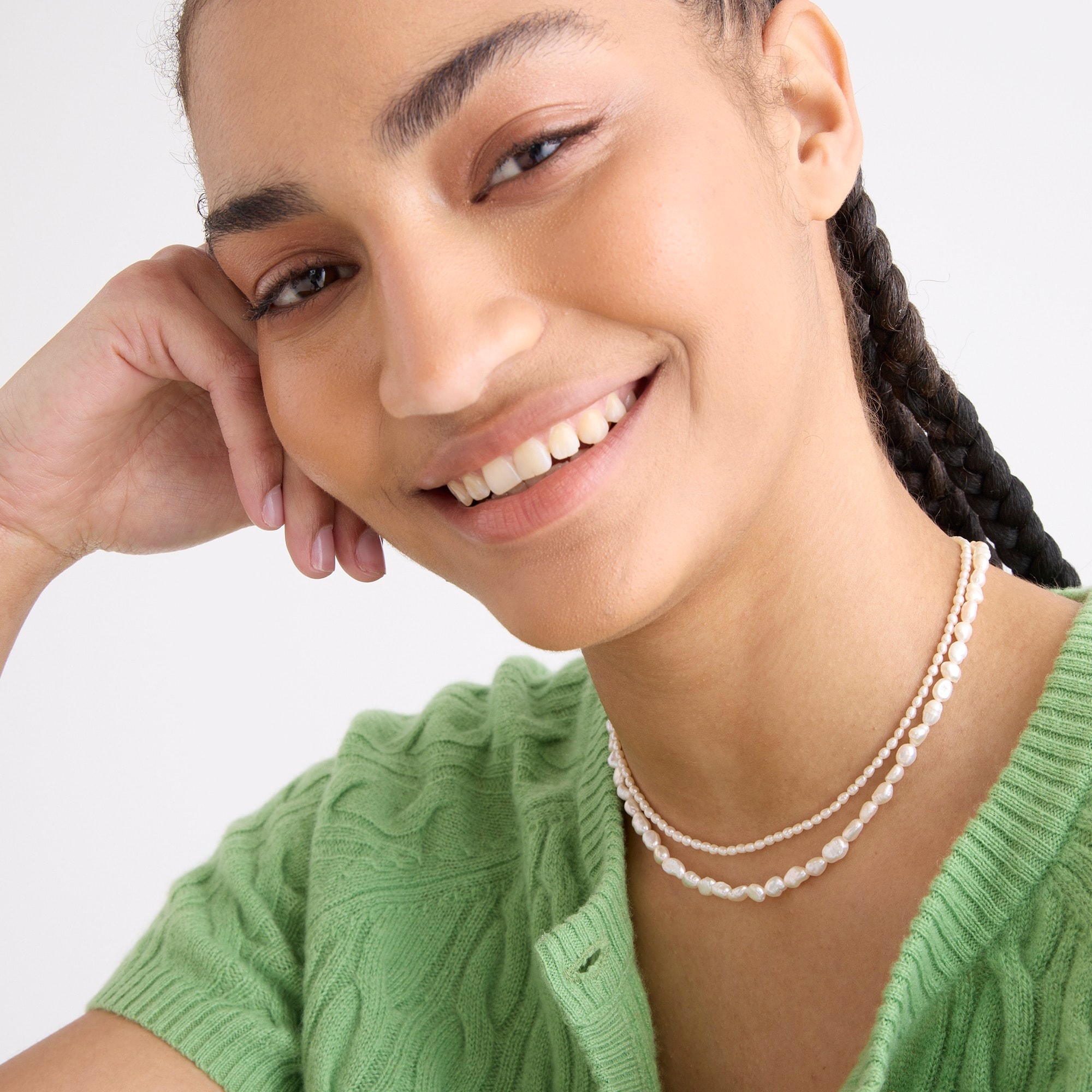 Double-strand freshwater pearl necklace