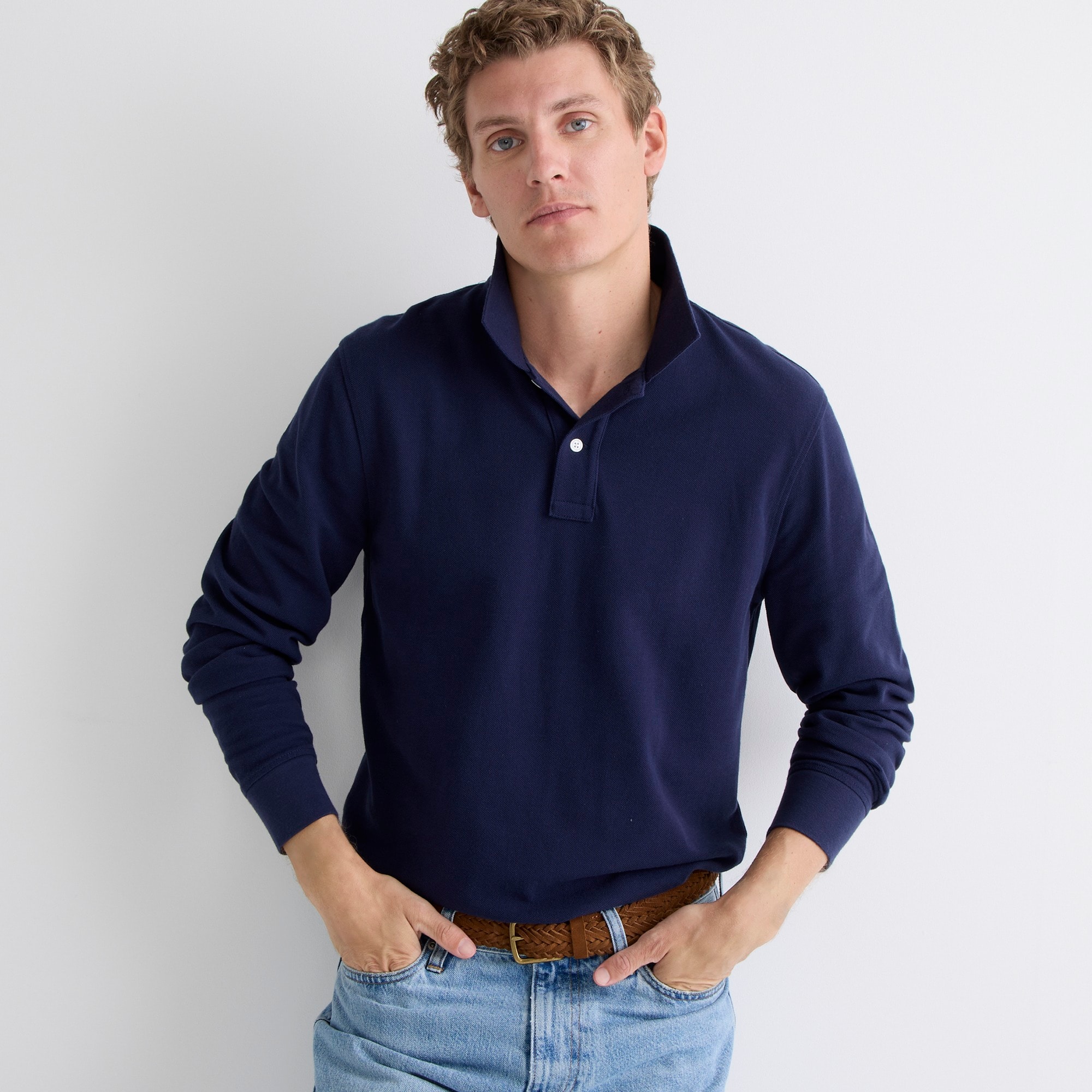 Long-sleeve classic piqué polo shirt