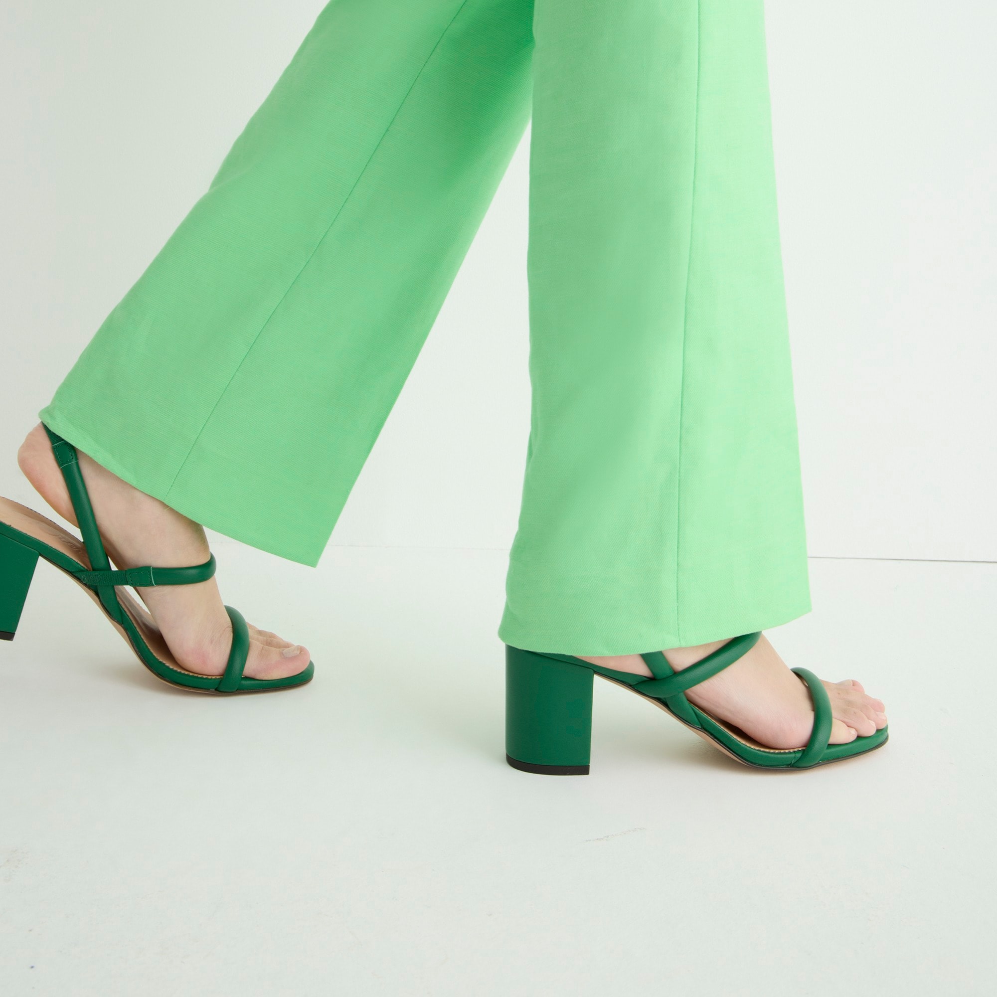 Lucie slingback block-heel sandals in leather