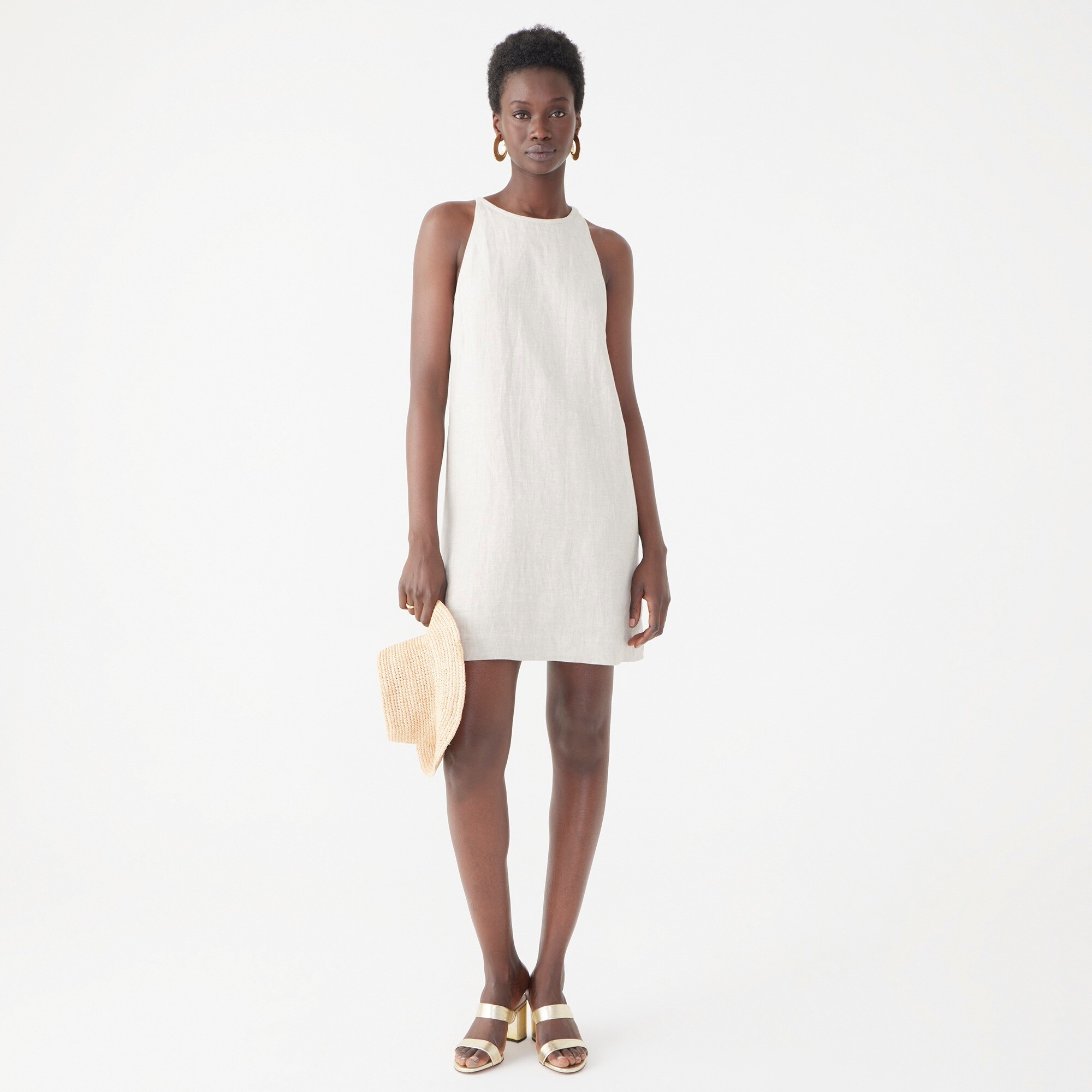 Maxine high-neck shift dress in linen