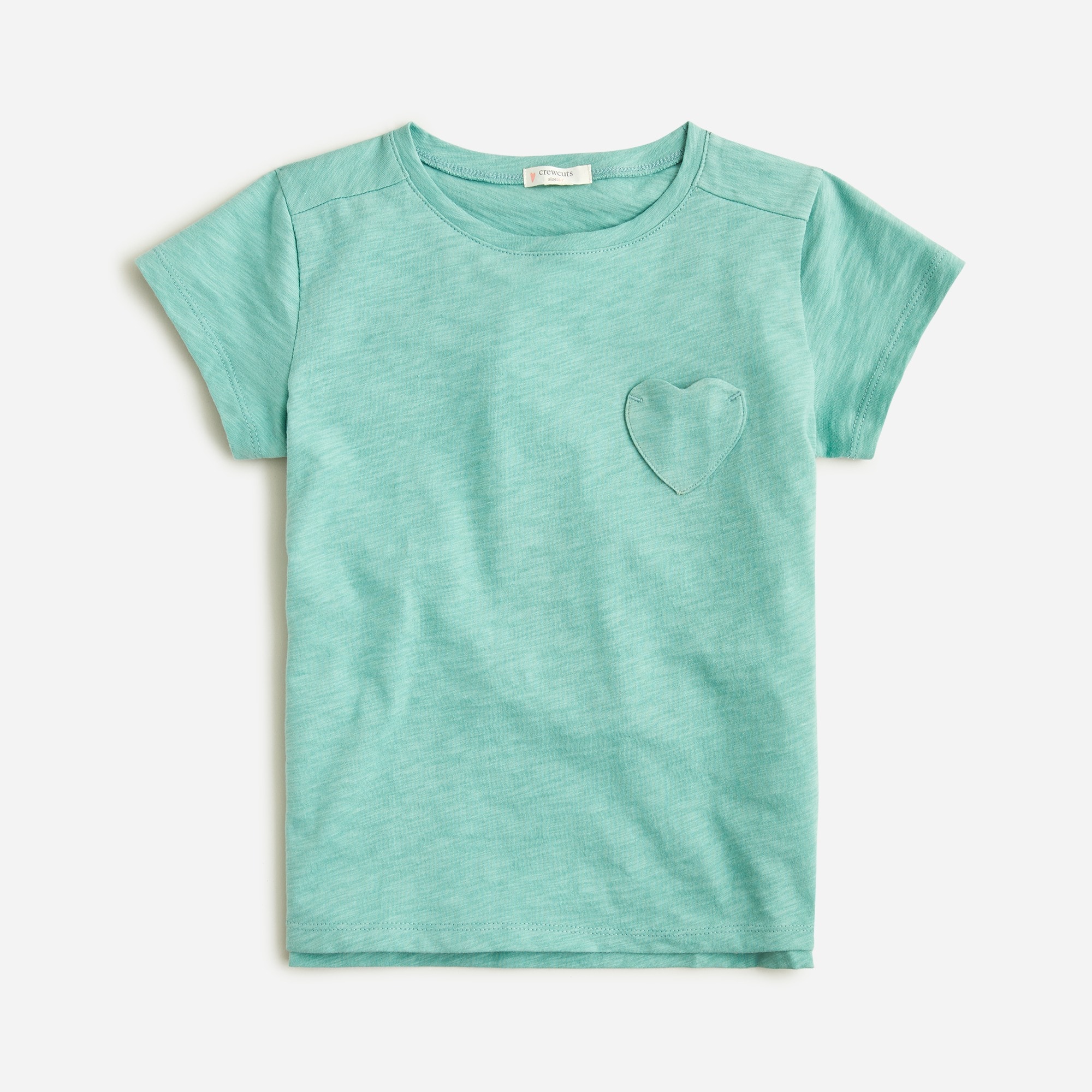 Girls' short-sleeve heart-pocket T-shirt