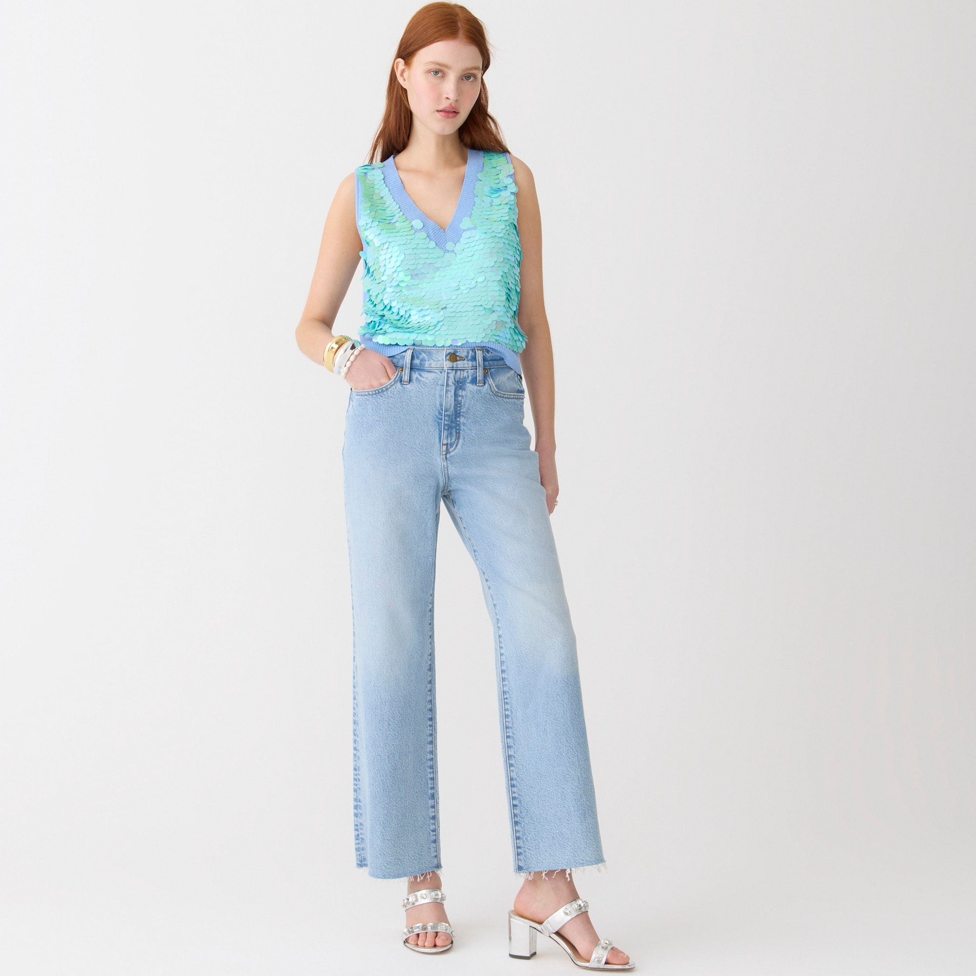 Slim wide-leg jean in Coastal Summer wash