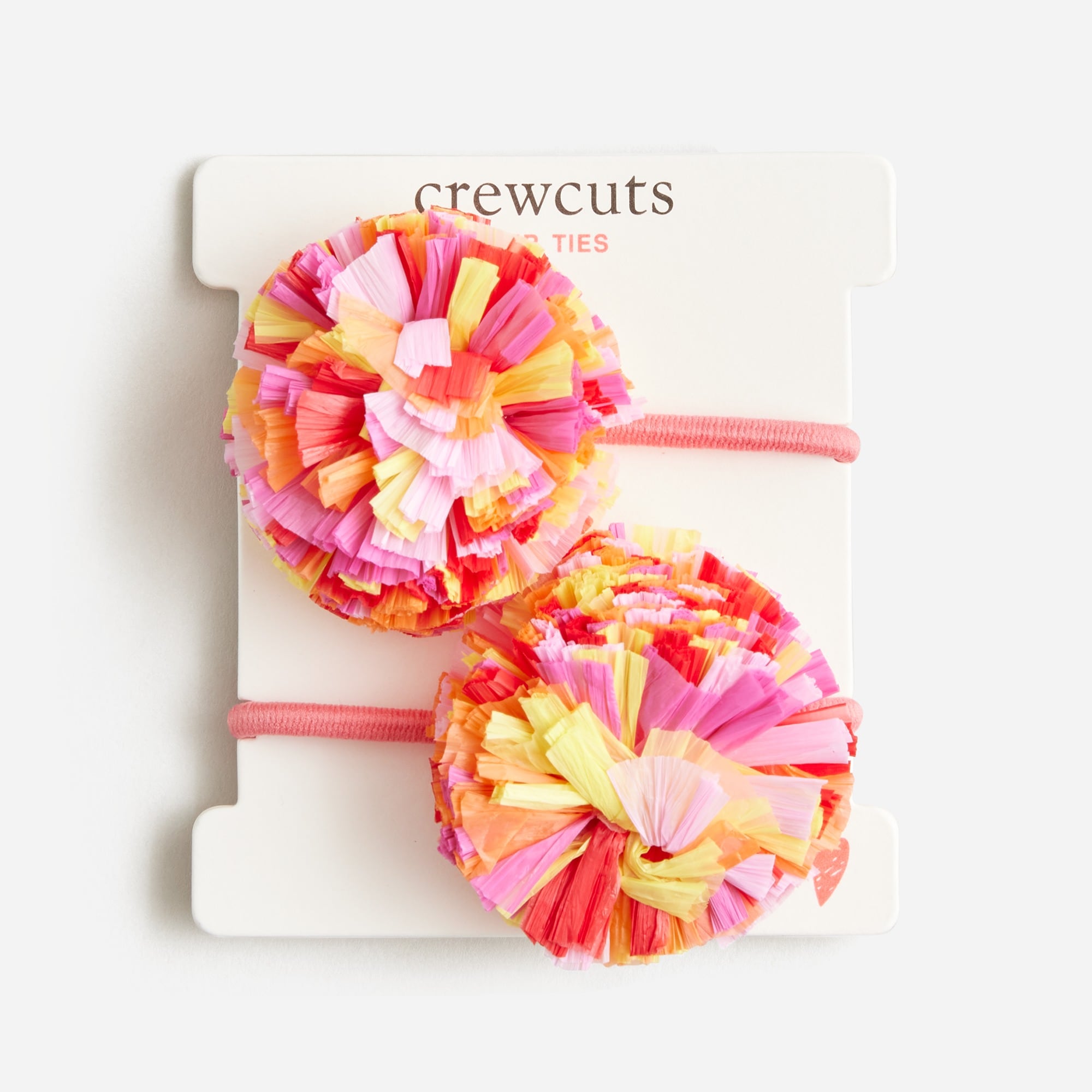 Girls' straw pom-pom hair ties pack