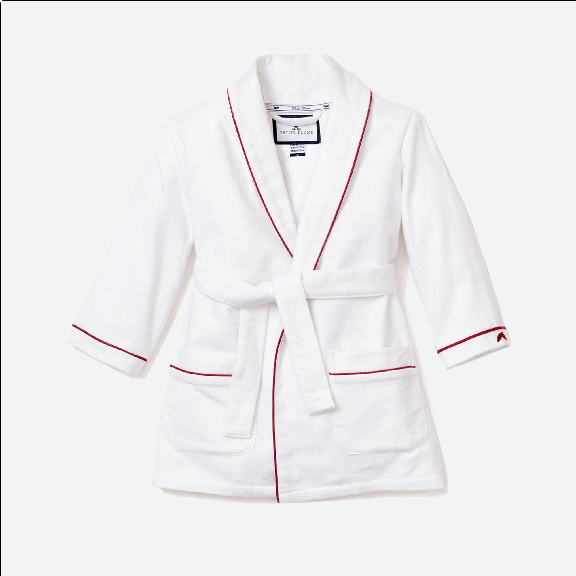 Petite Plume kids' flannel robe with piping