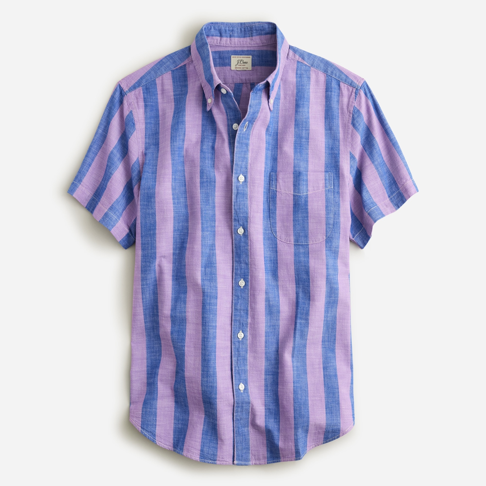 Short-sleeve organic cotton chambray shirt