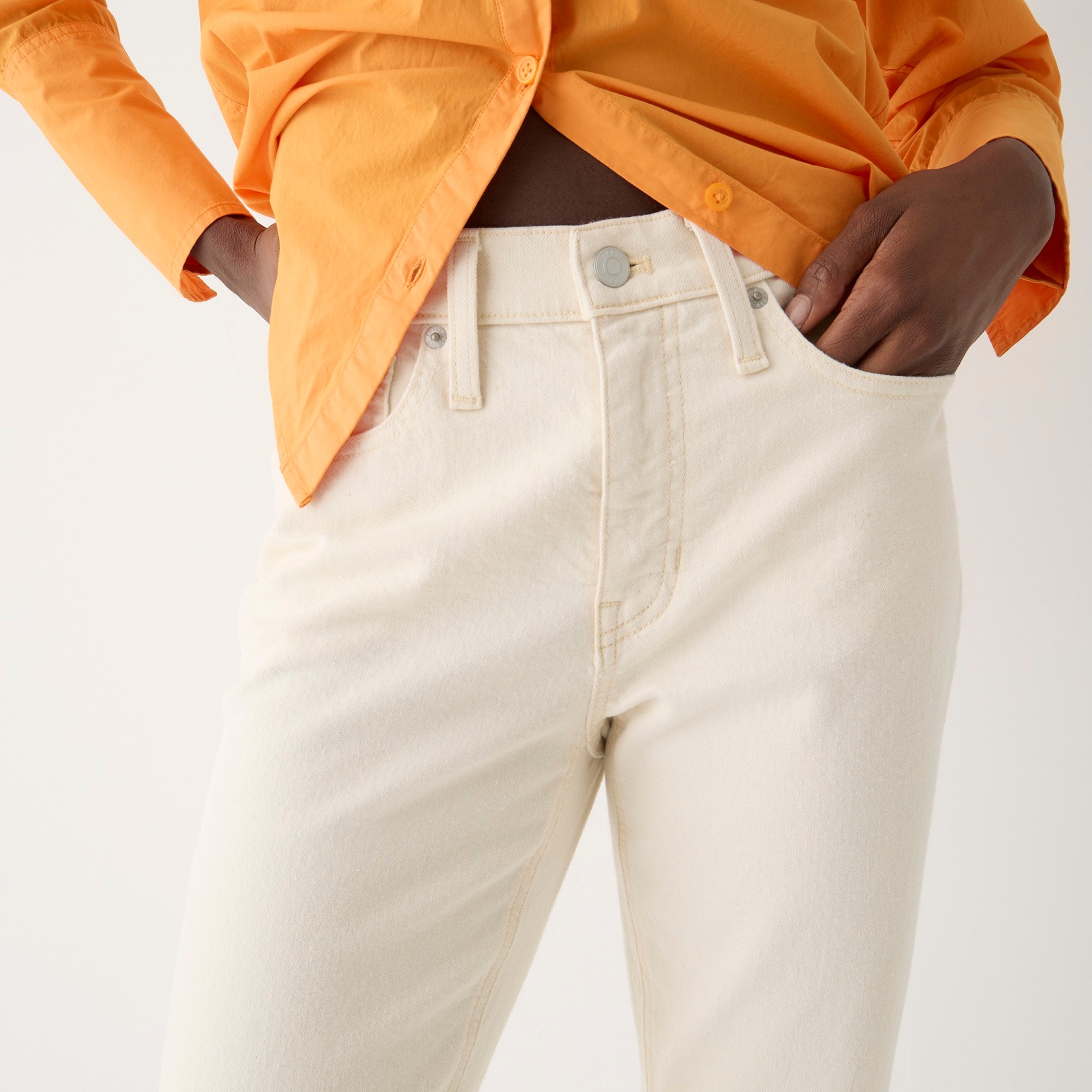9" demi-boot crop jean in Ecru wash