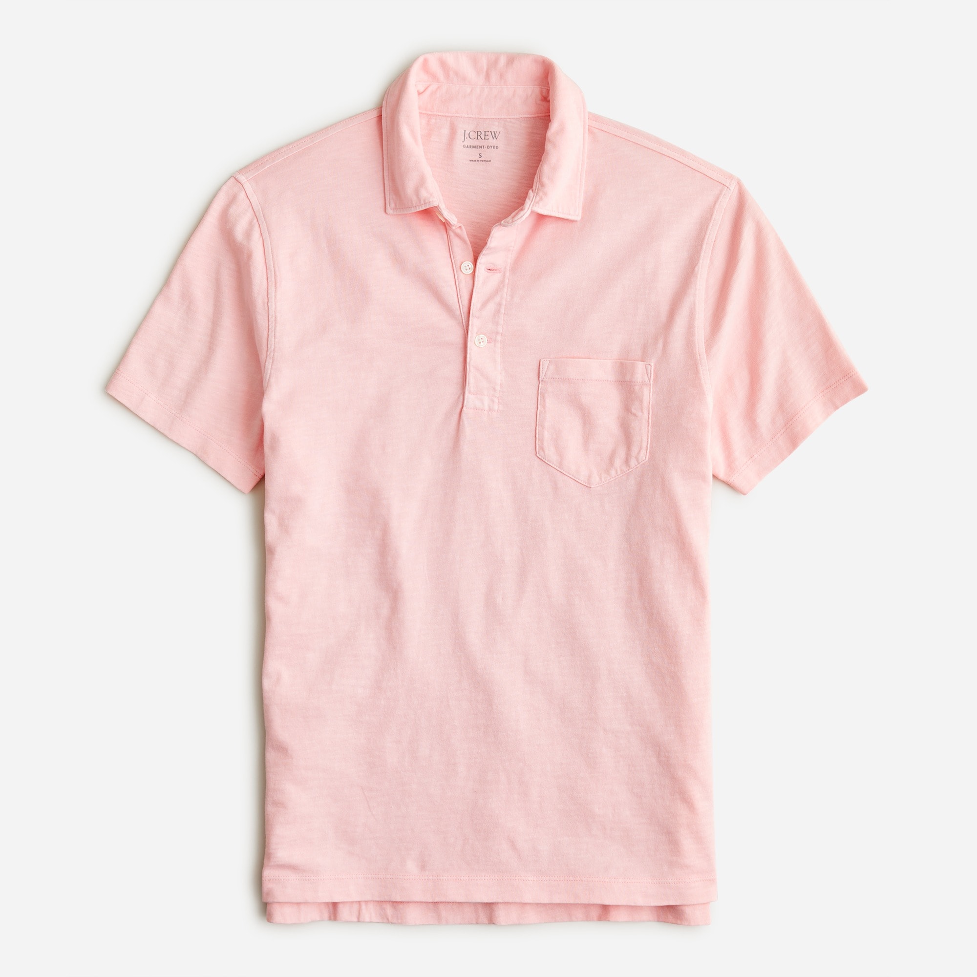 Garment-dyed slub cotton pocket polo shirt
