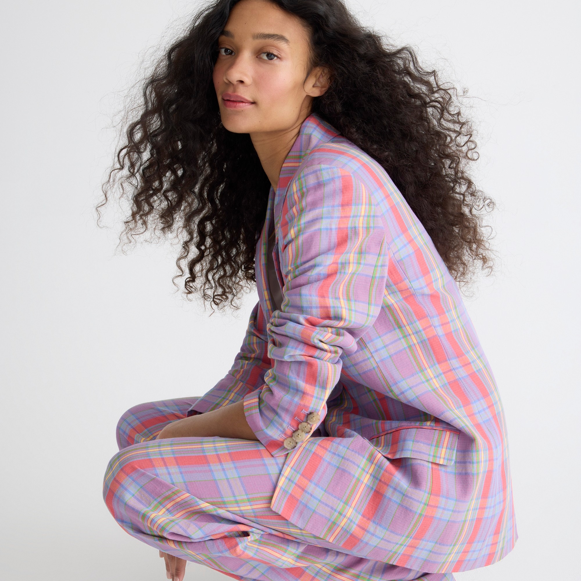 Collection Willa Italian viscose-blend blazer in sunset plaid