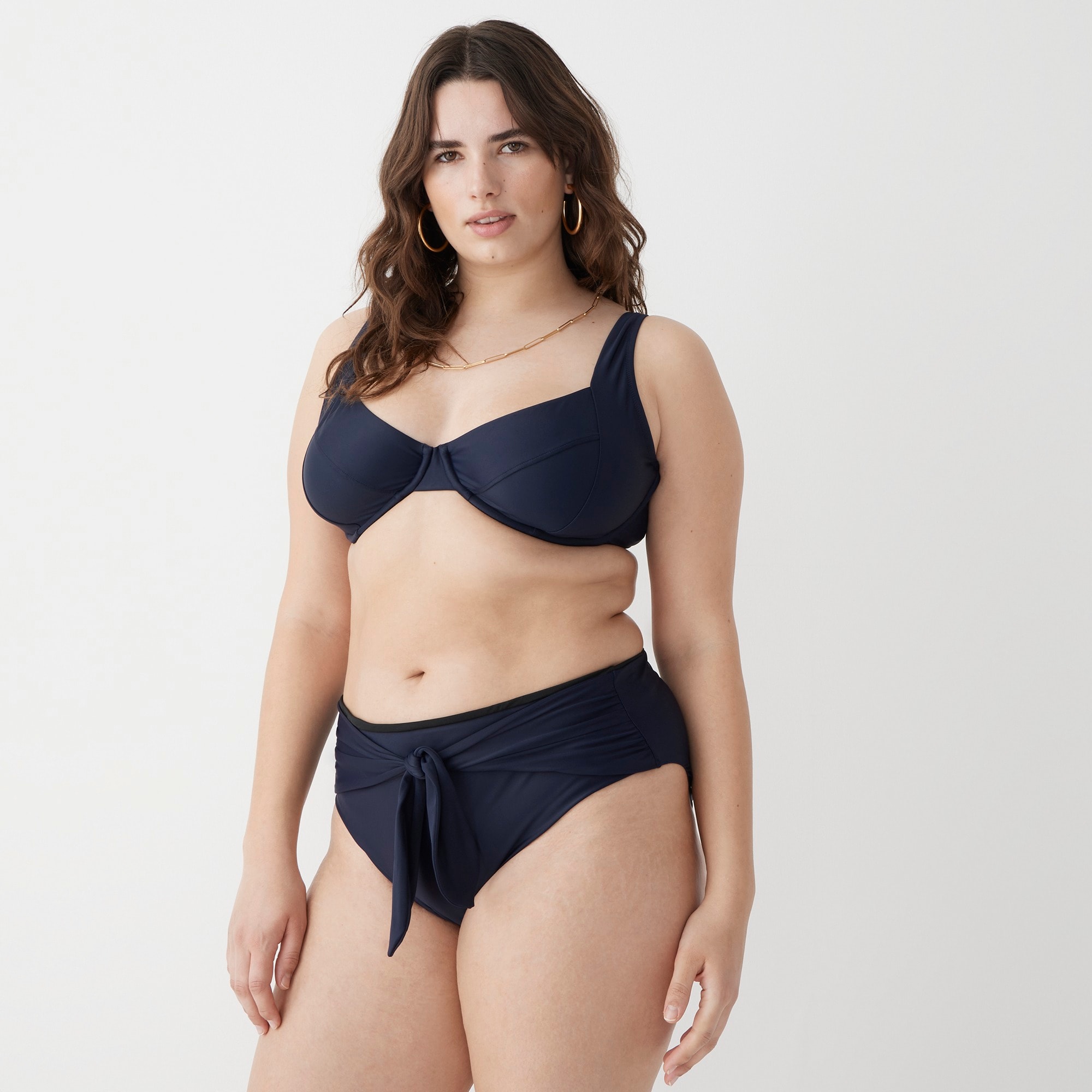 Tie high-rise bikini bottom
