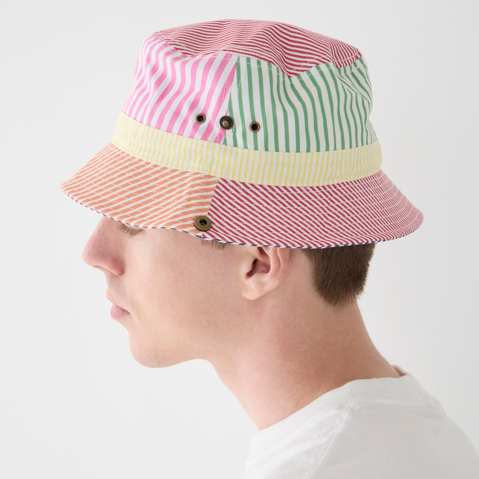Bucket hat with snaps in cotton poplin