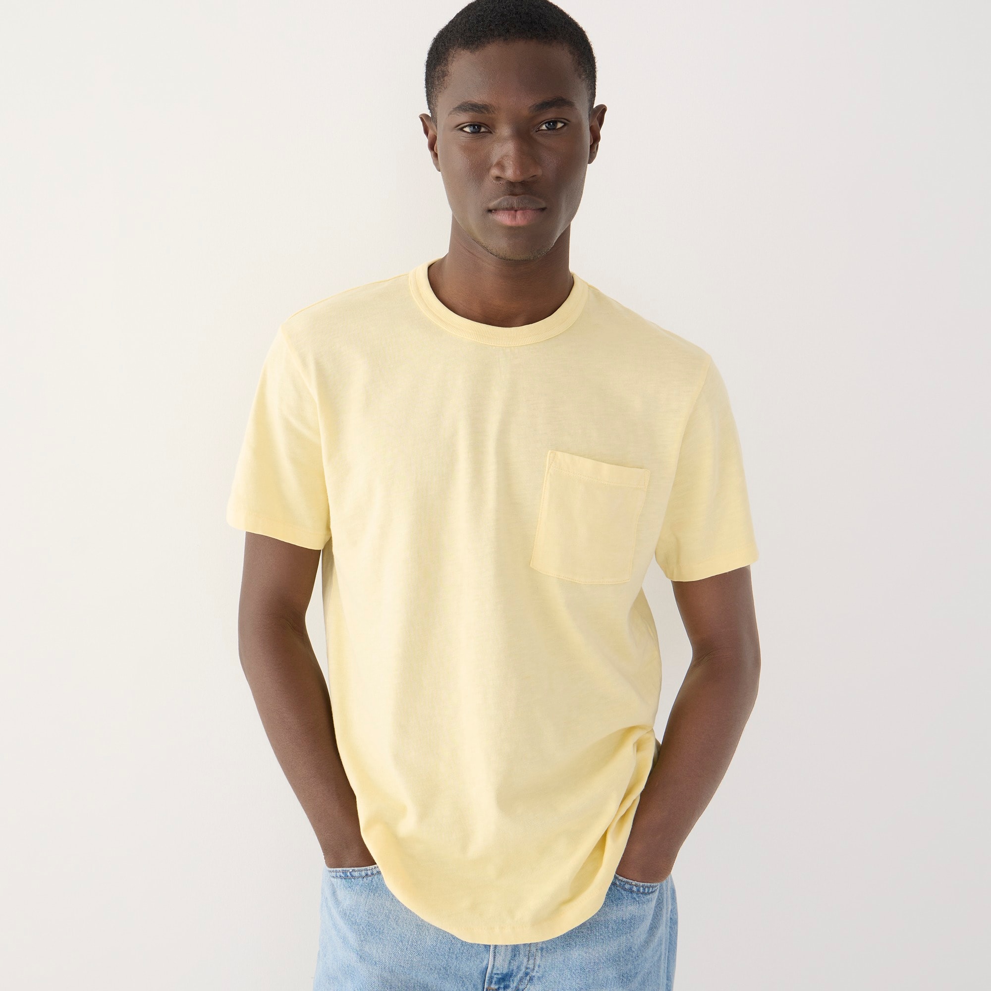 Garment-dyed slub cotton crewneck T-shirt