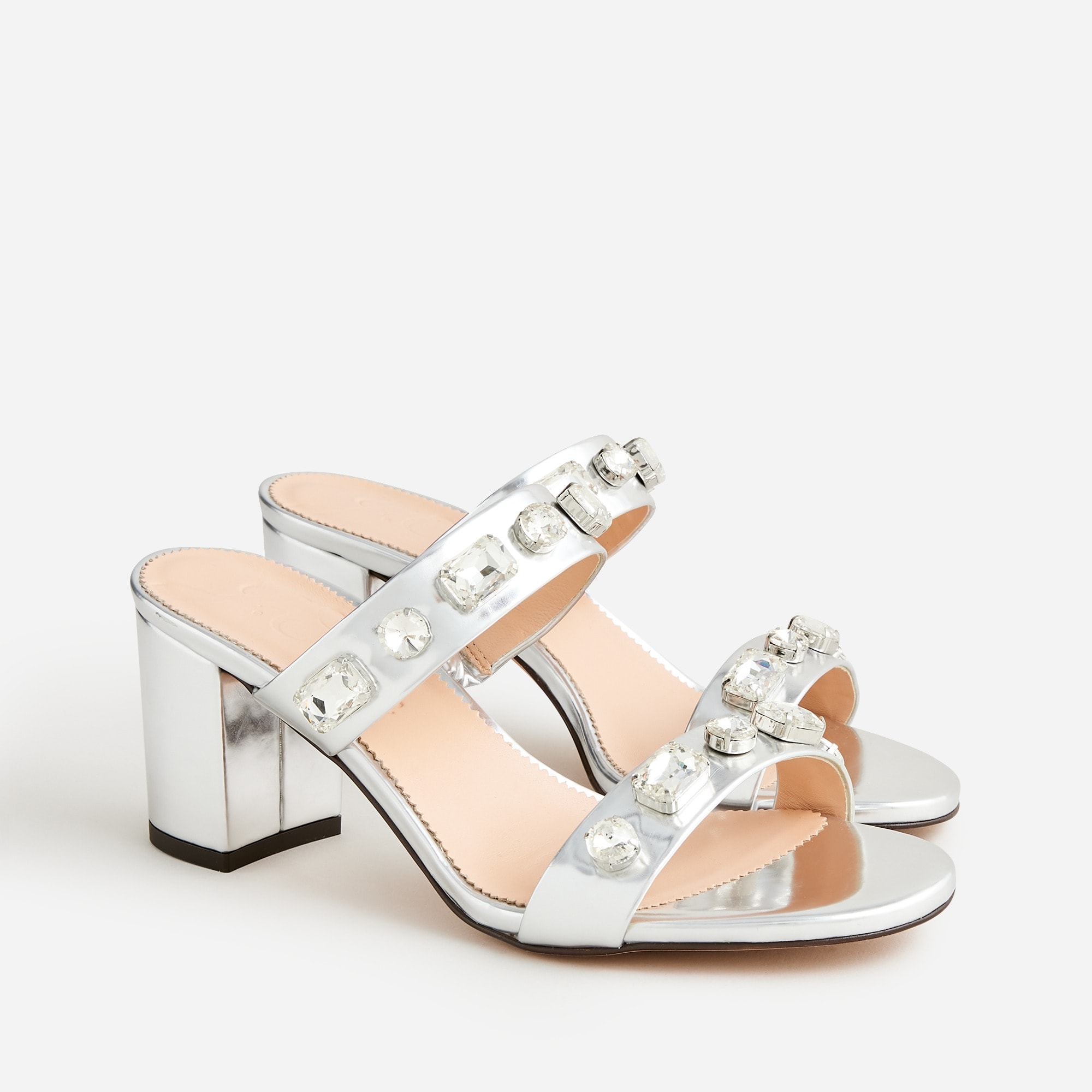 Lucie jeweled sandals in Italian metallic leather