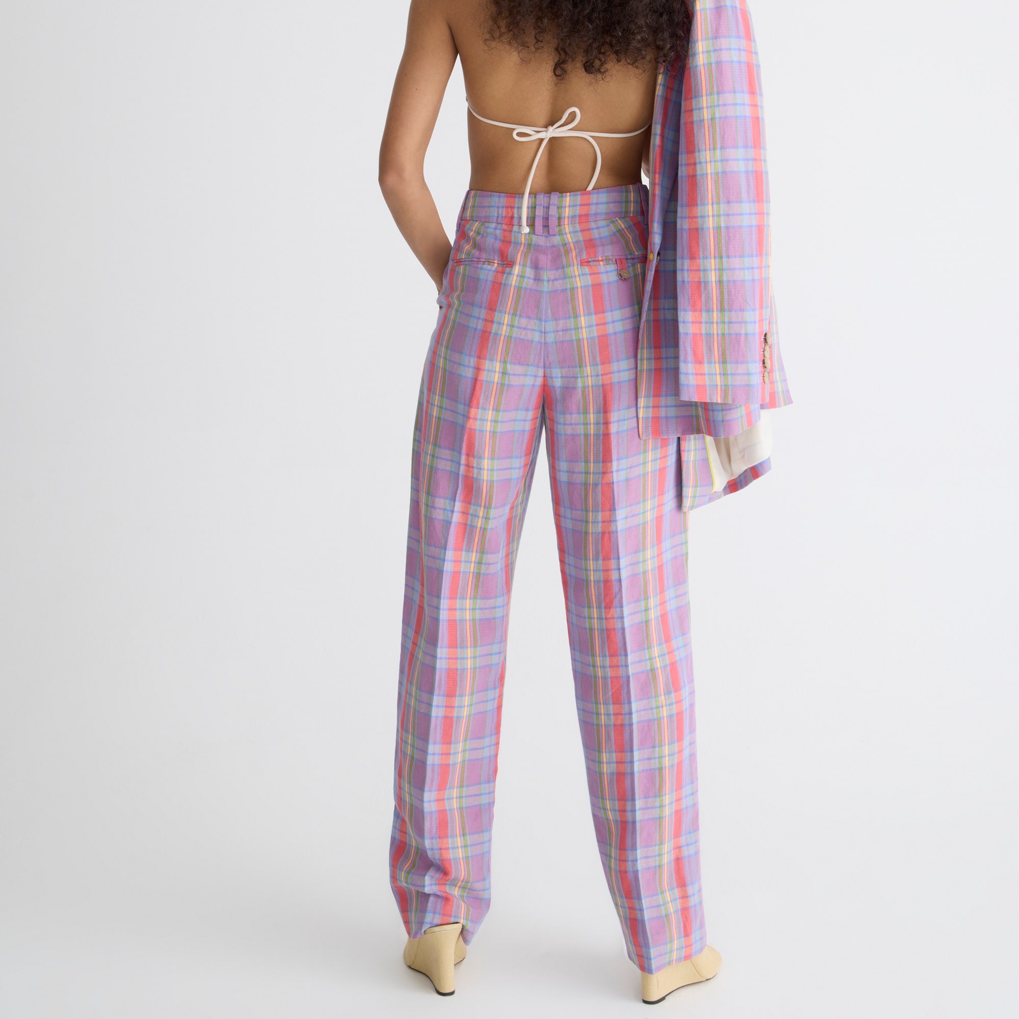 Collection essential Italian viscose-blend pant in sunset plaid