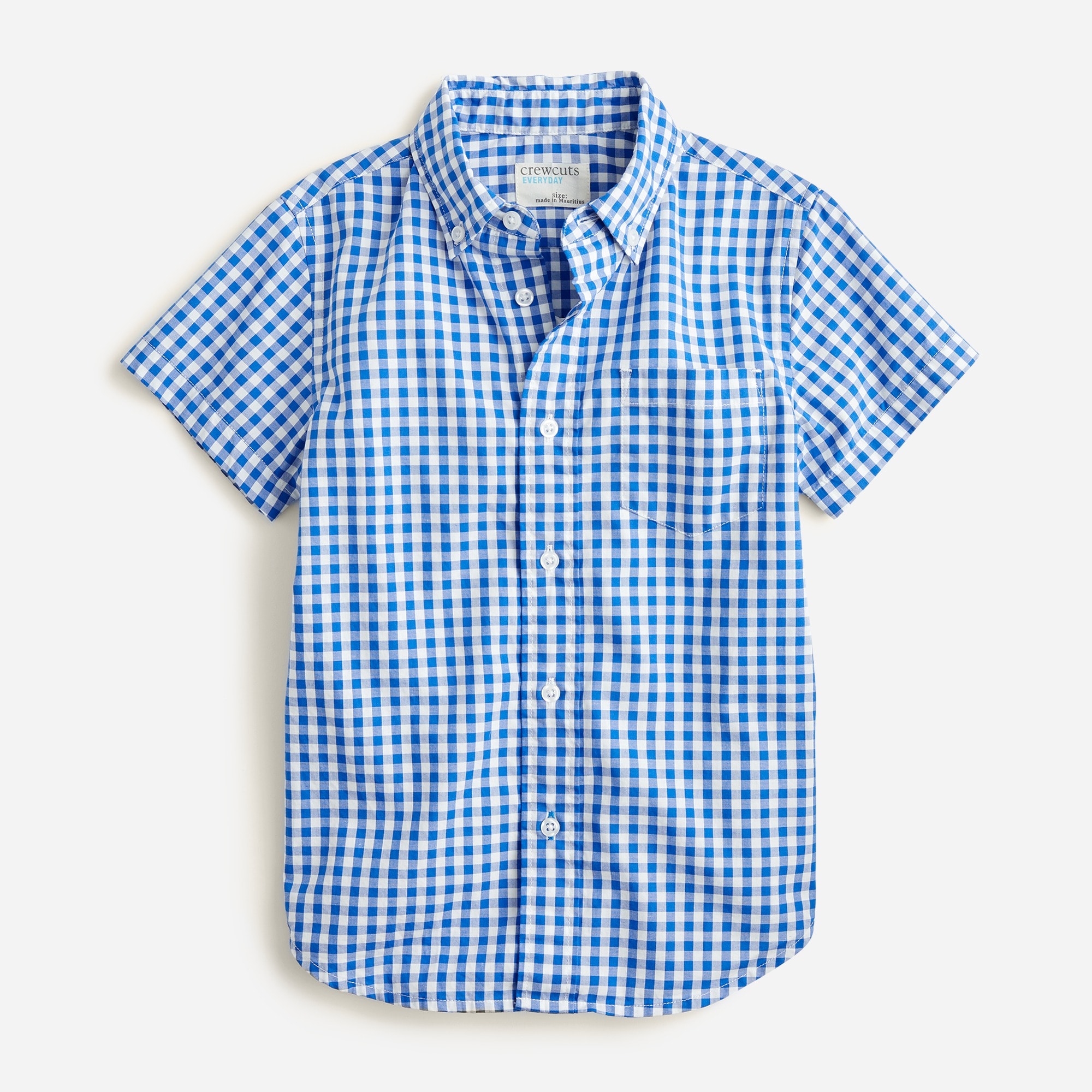 Kids' short-sleeve stretch poplin button-down in gingham