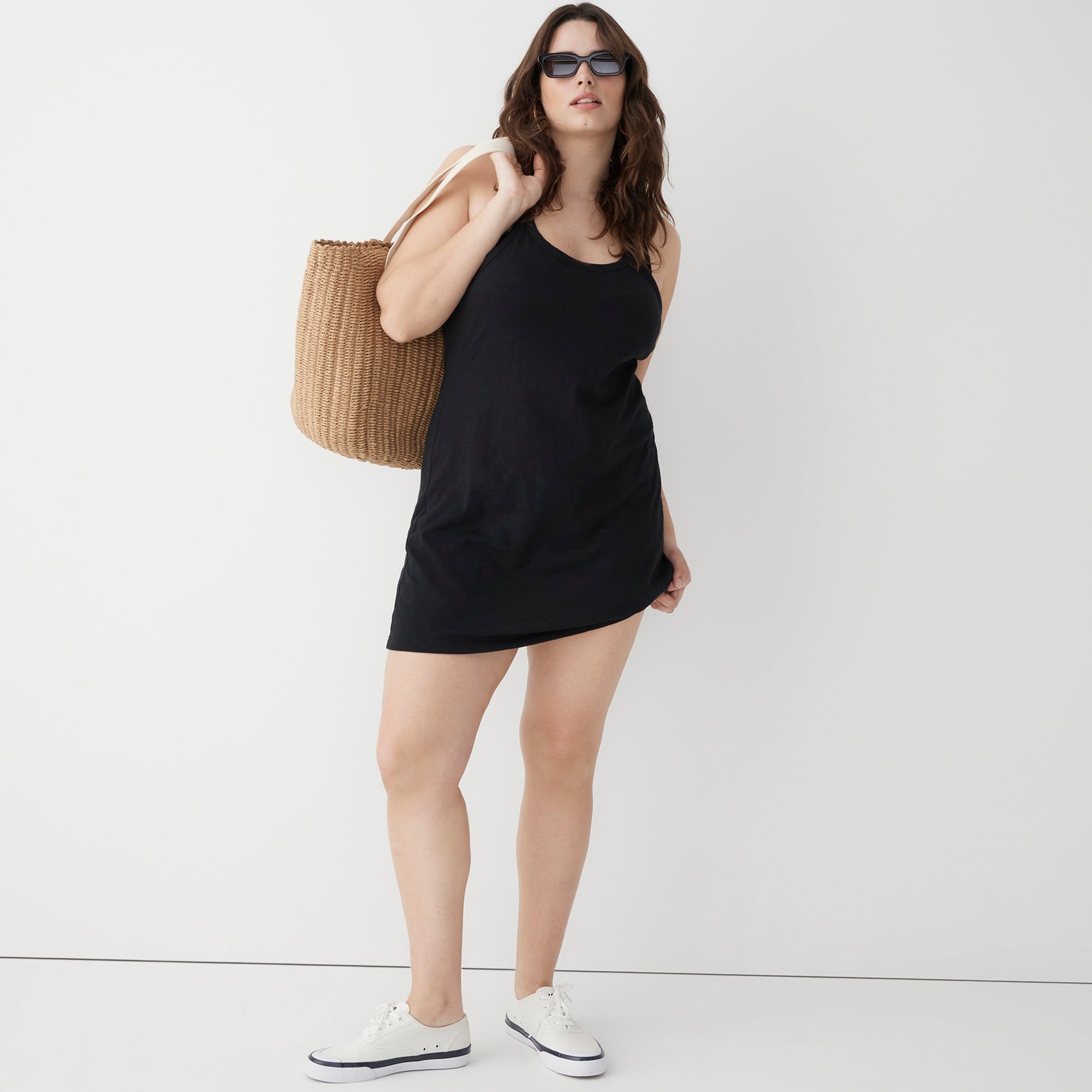 Relaxed tank dress in slub cotton