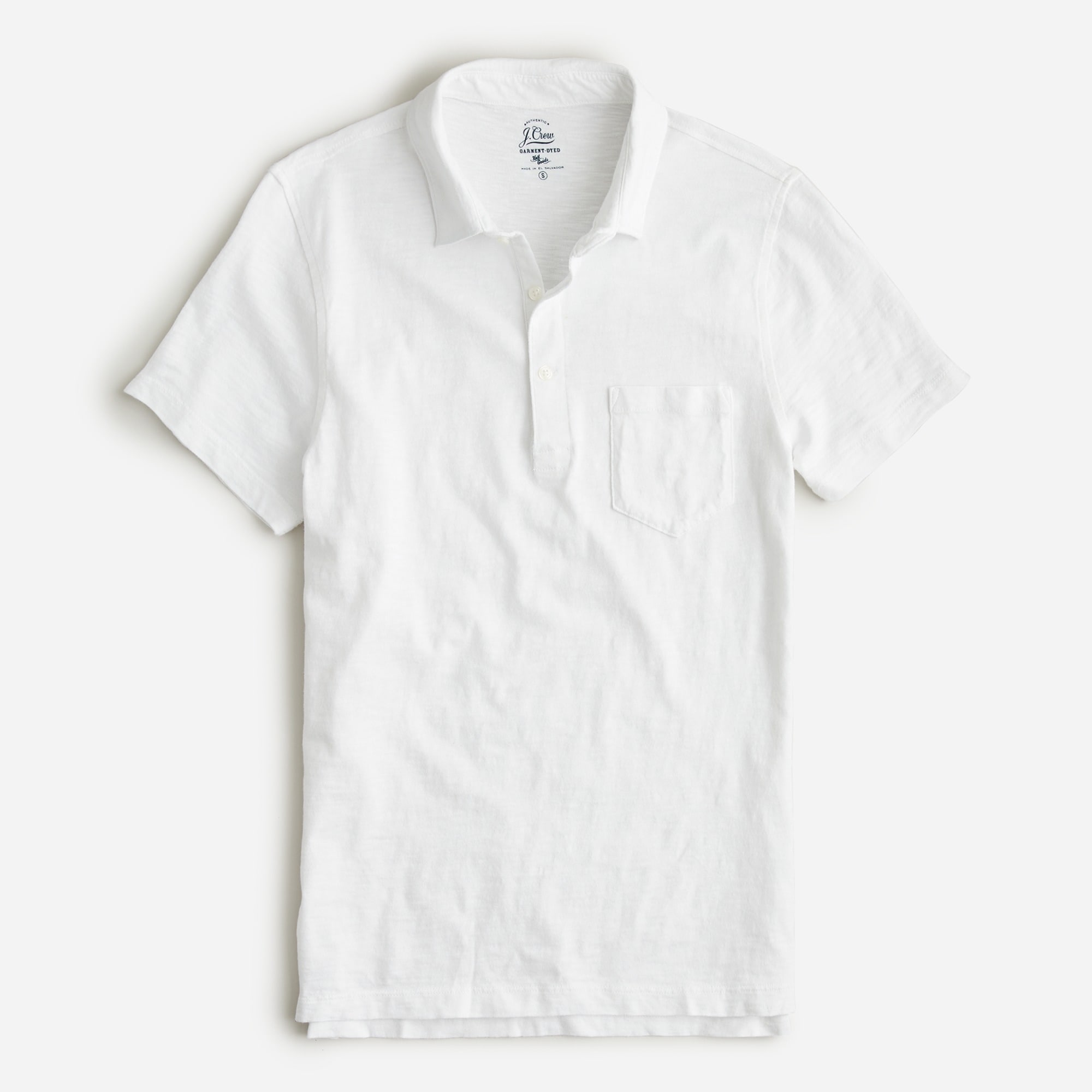 Garment-dyed slub cotton pocket polo shirt