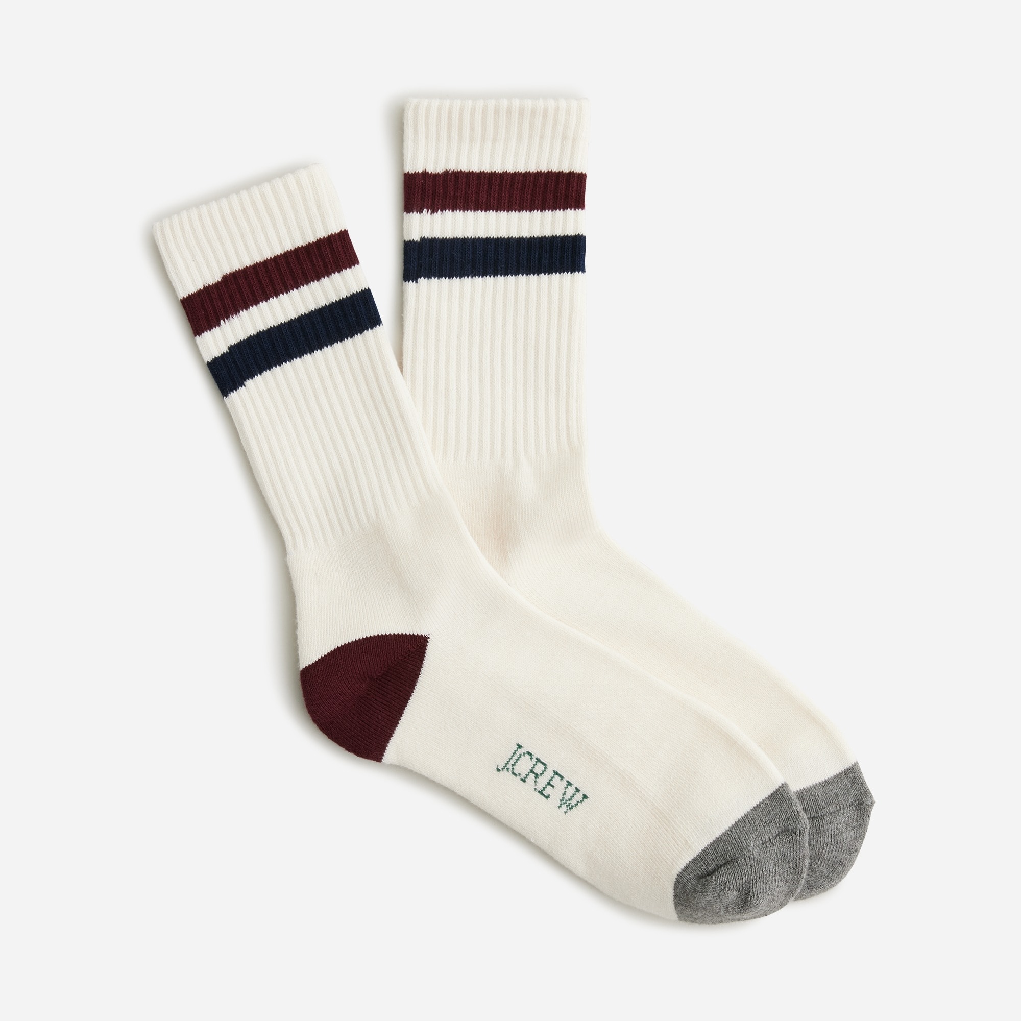 Athletic crew socks in gym stripe