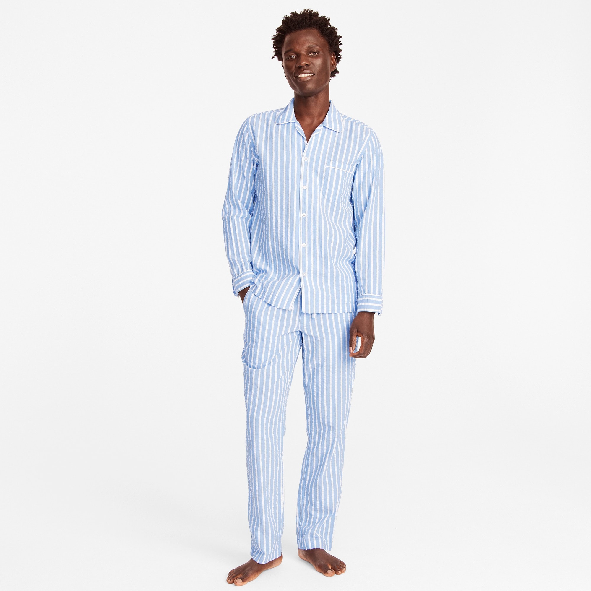 Pajama set in organic cotton seersucker