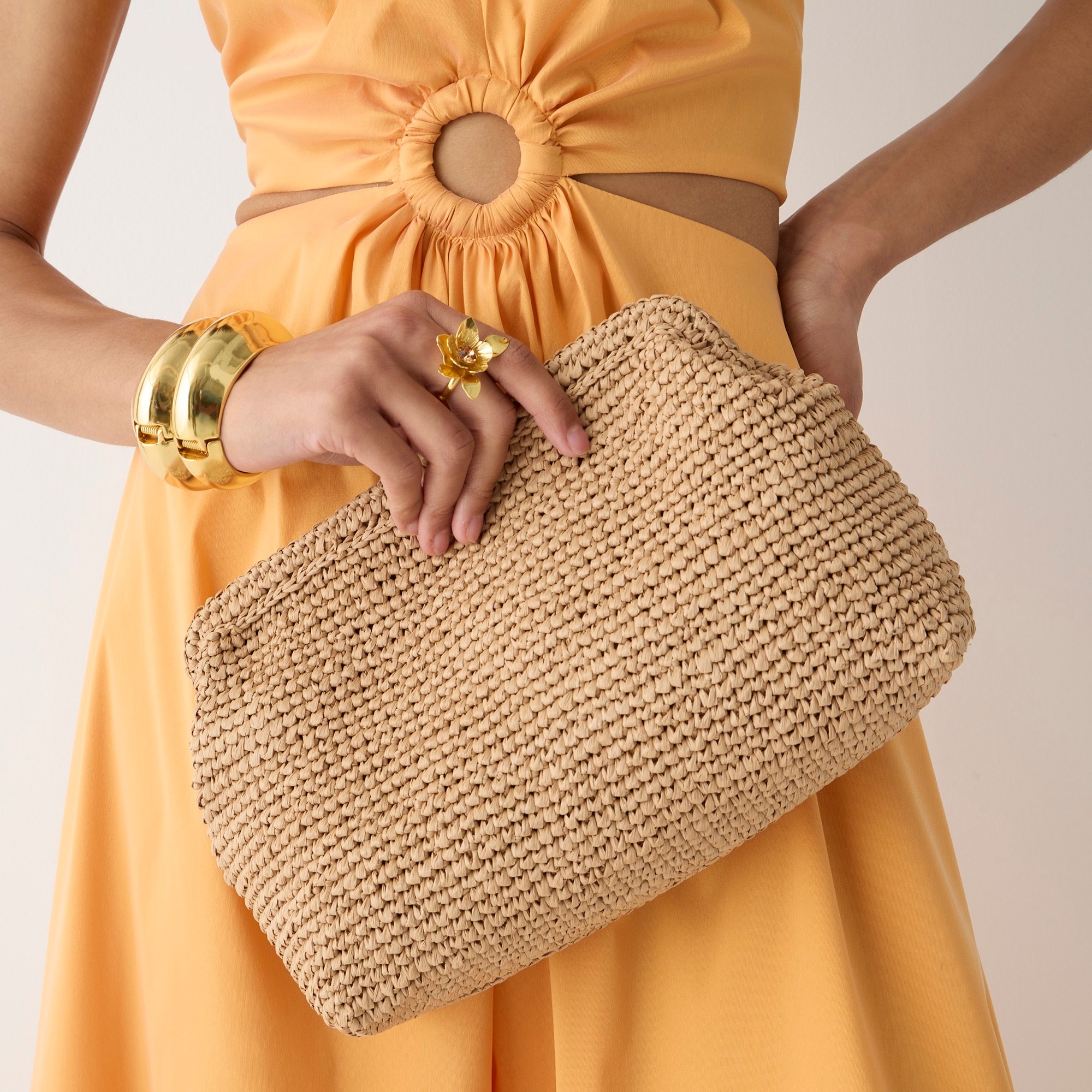 Portofino hand-knotted faux-raffia clutch