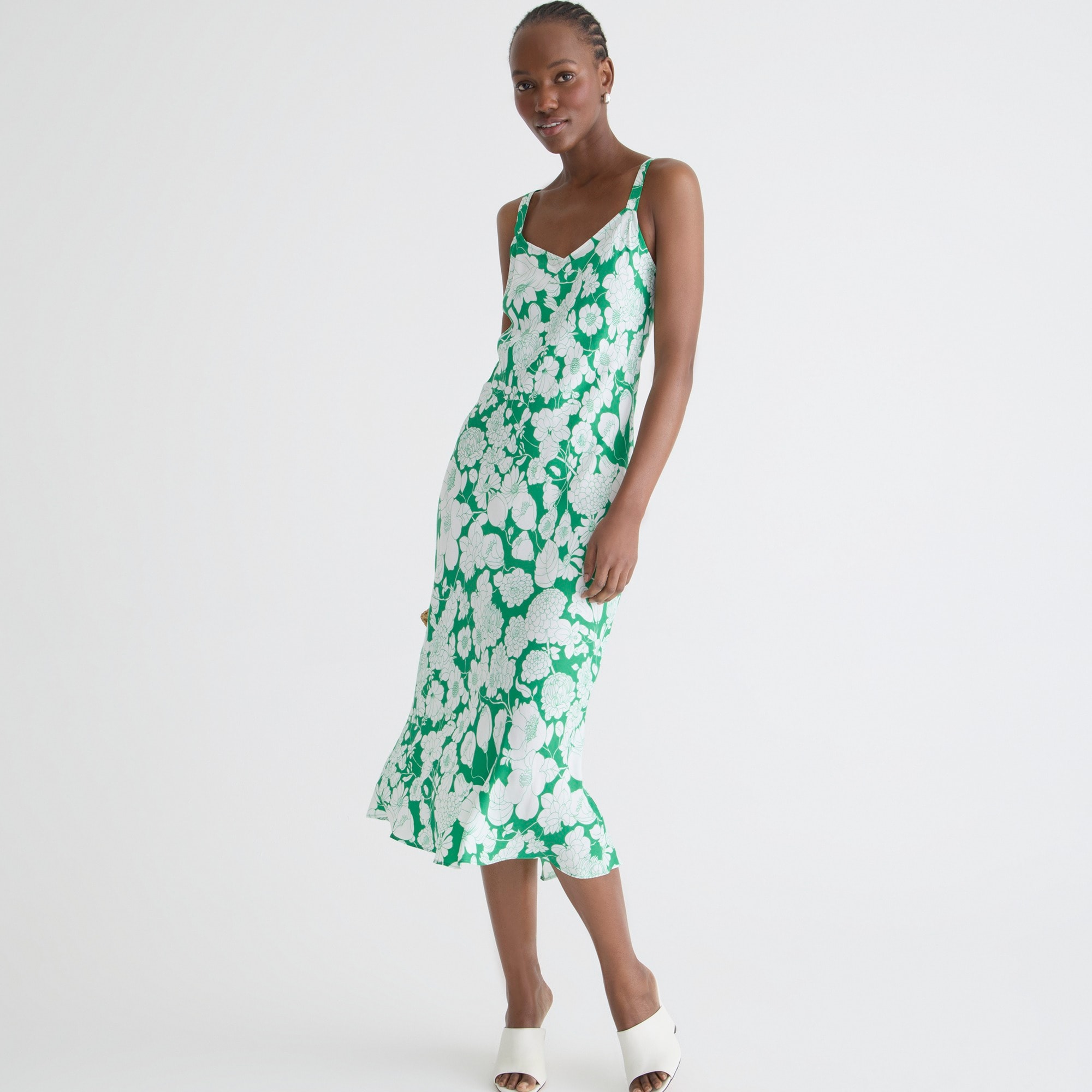 Gwyneth V-neck cupro-blend slip dress in Kelly floral