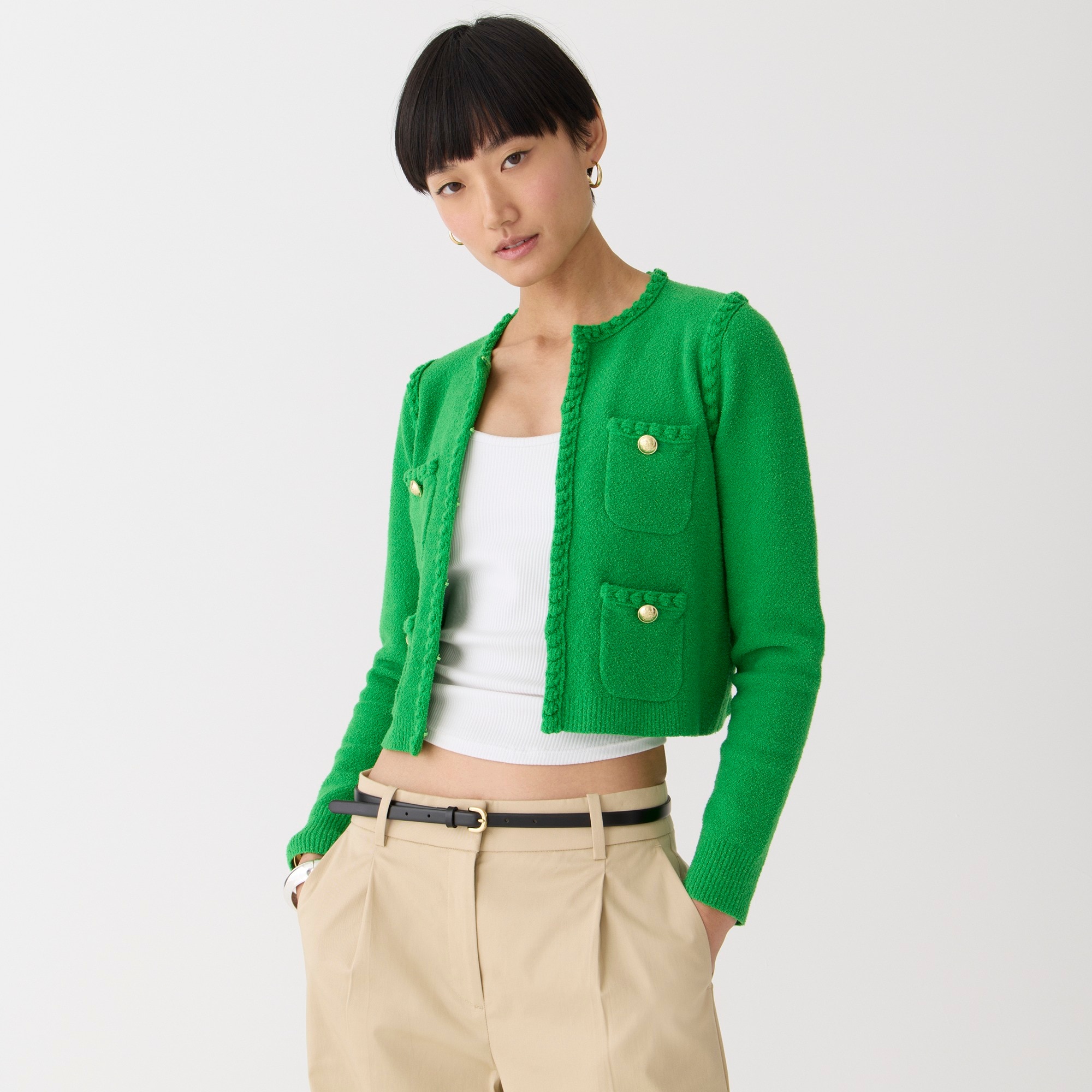 Odette sweater lady jacket in cotton-blend bouclé