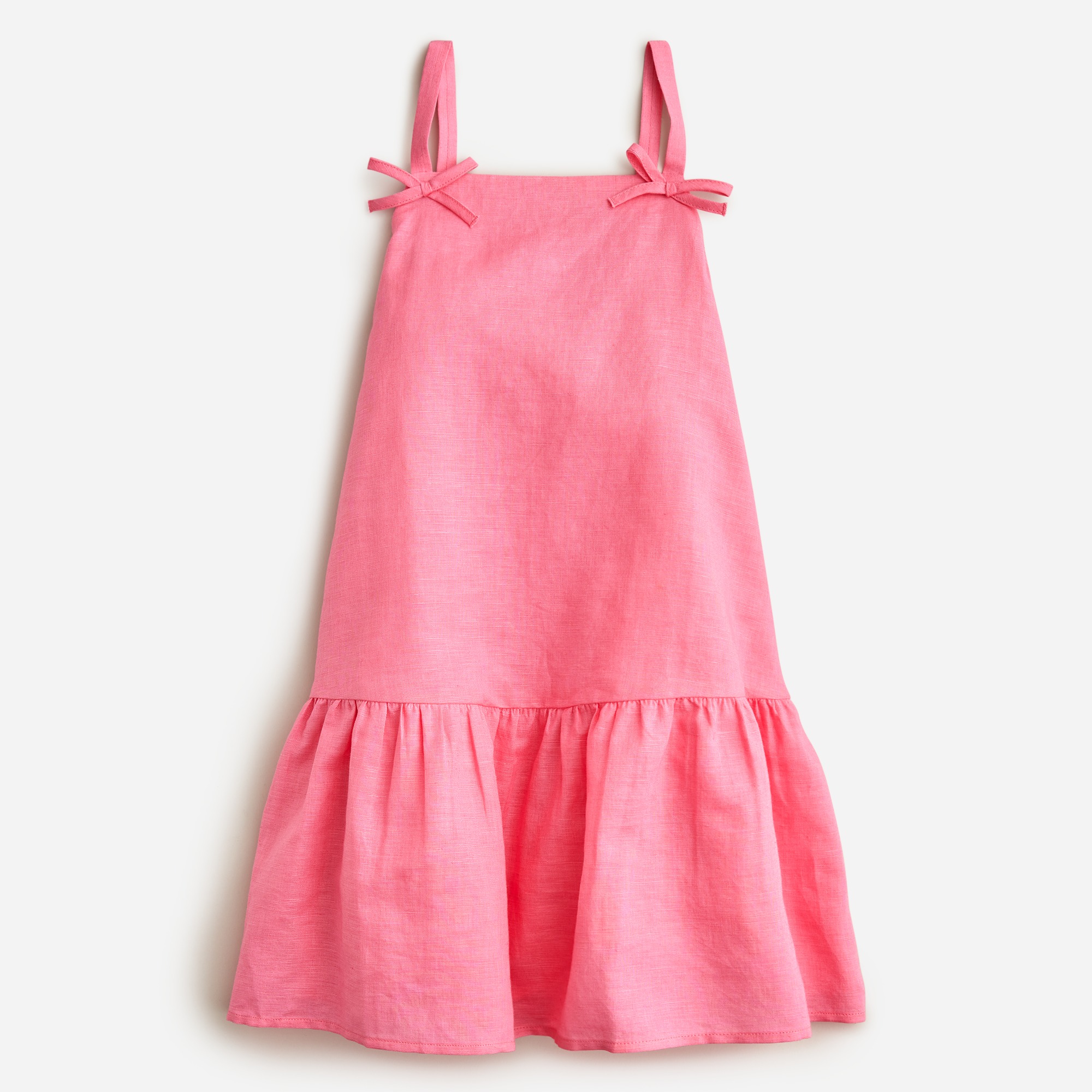 Girls' drop-waist dress in linen-cotton blend