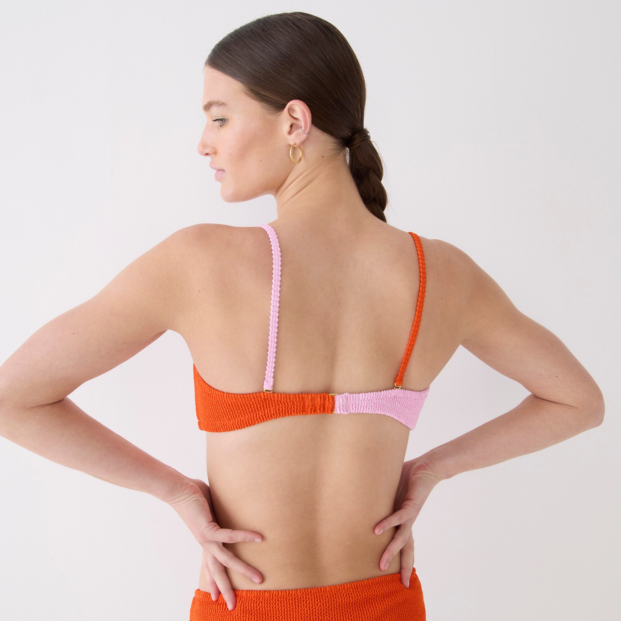 Heritage textured O-ring bandeau bikini top