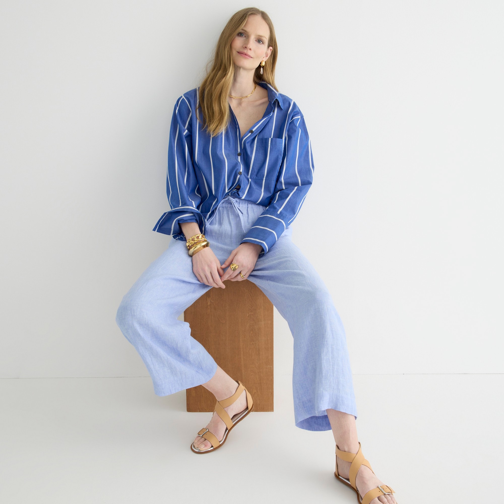Wide-leg seaside pant in linen