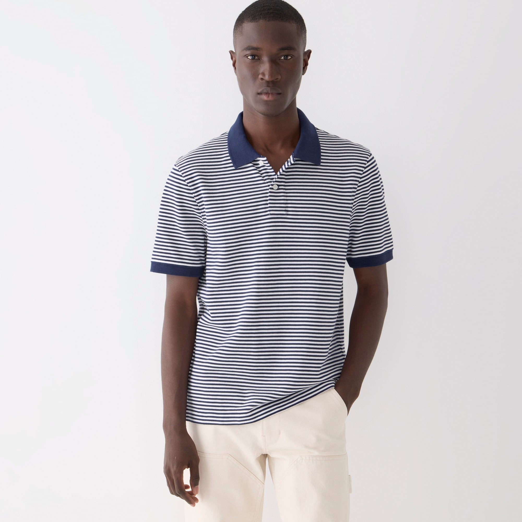 Piqué polo shirt in stripe