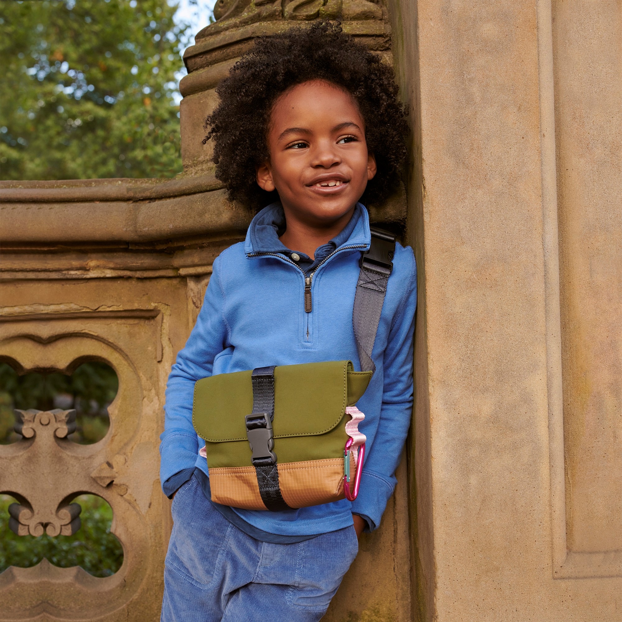 Kids' half-zip cotton popover shirt