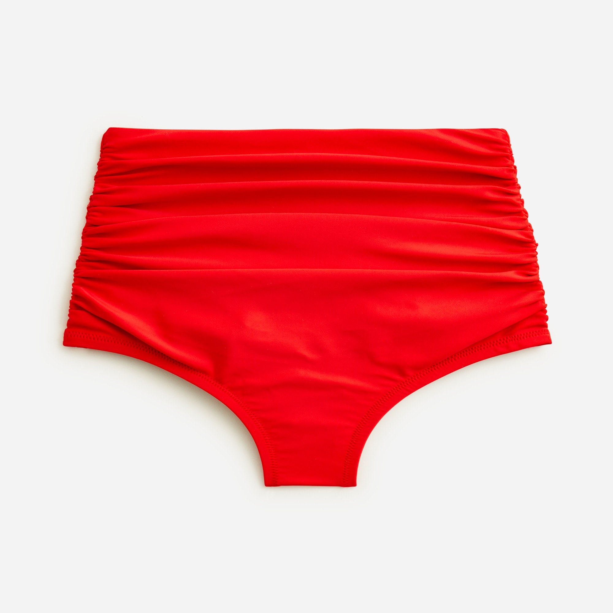 Ruched high-rise full-coverage bikini bottom