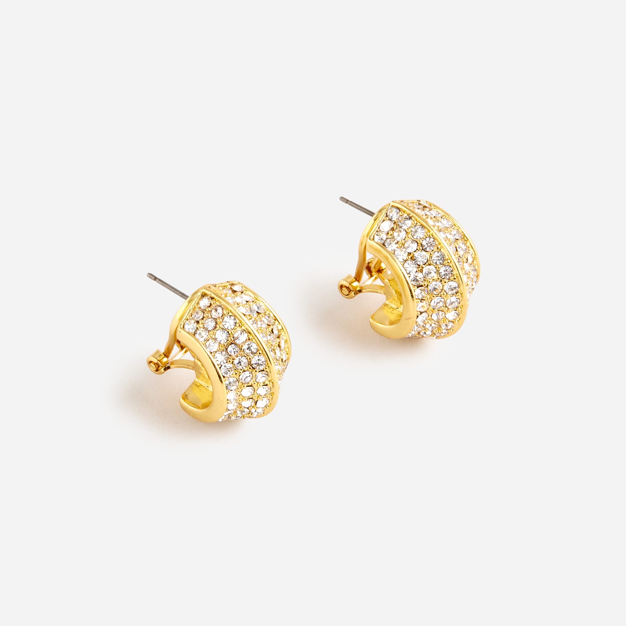 Angular stud earrings with pavé crystals
