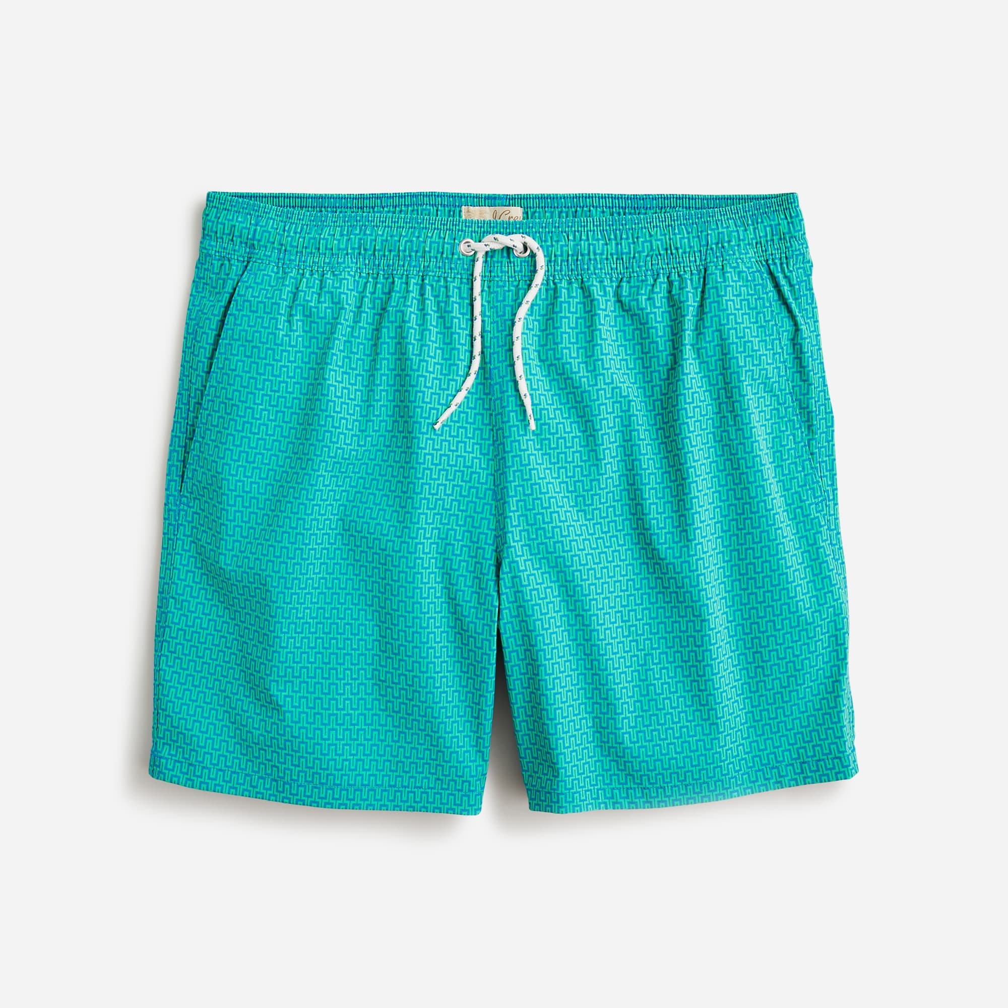 6'' stretch swim trunk in maze print with ECONYL® nylon