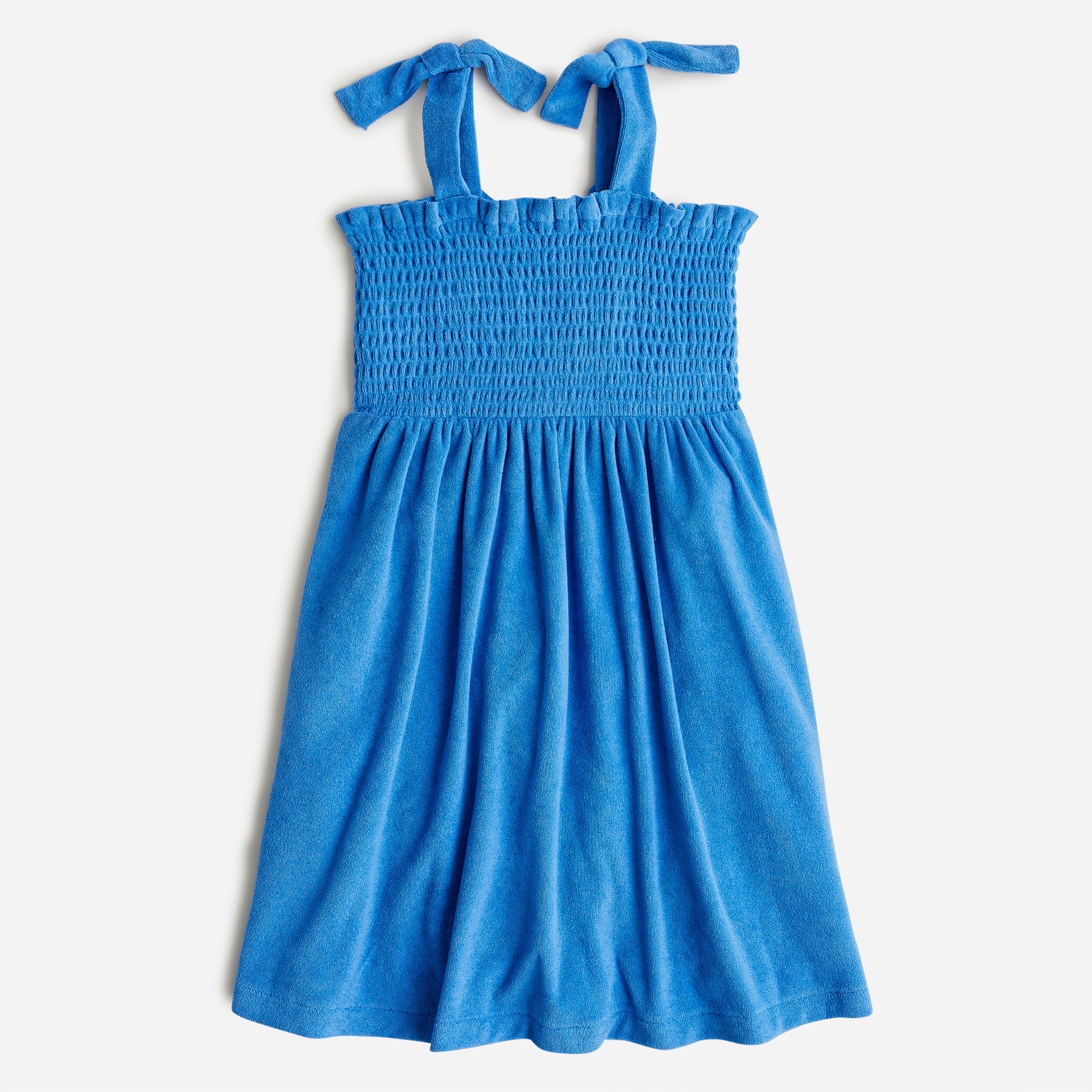 Girls' tie-shoulder dress in towel terry