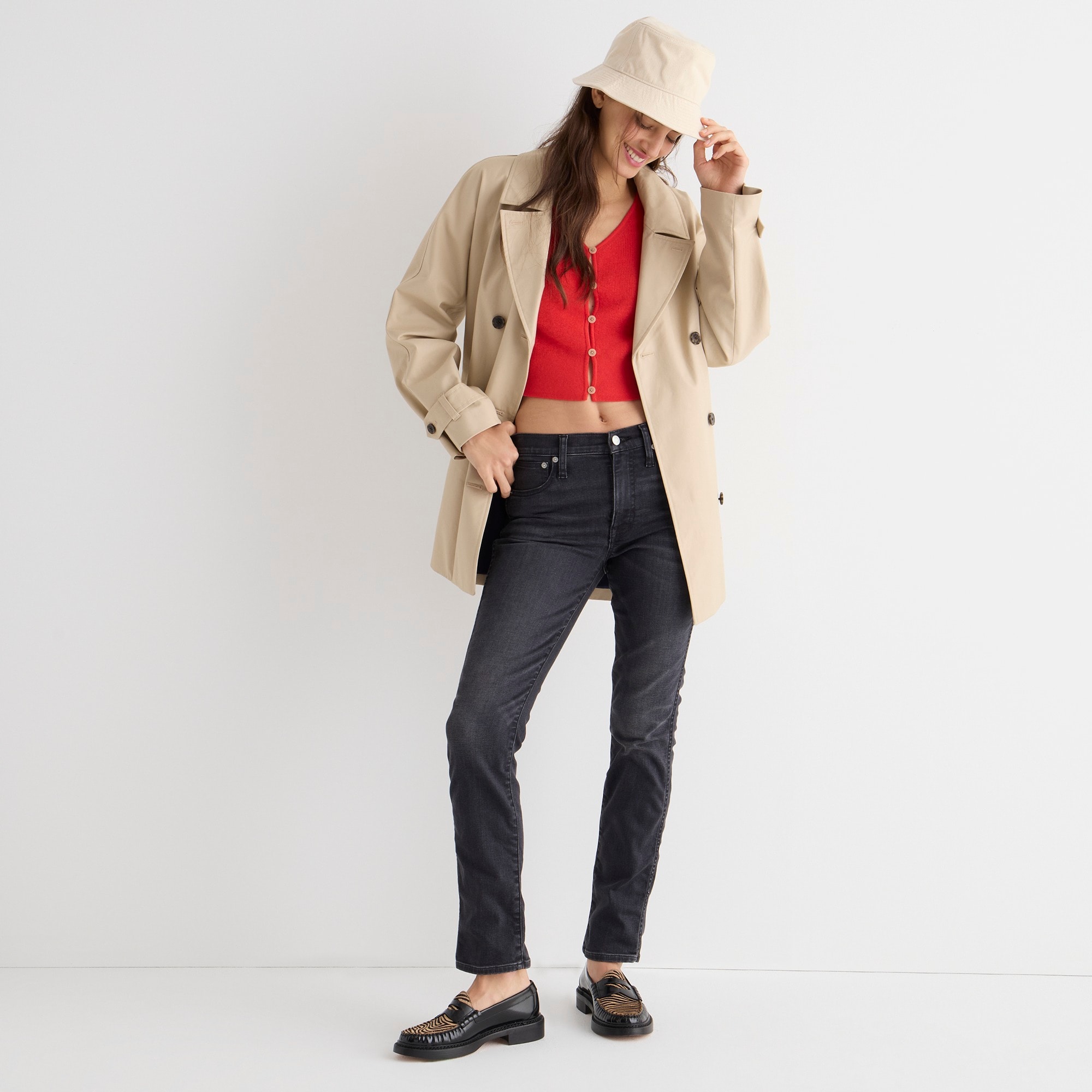 9 mid-rise vintage slim-straight jean in Charcoal wash