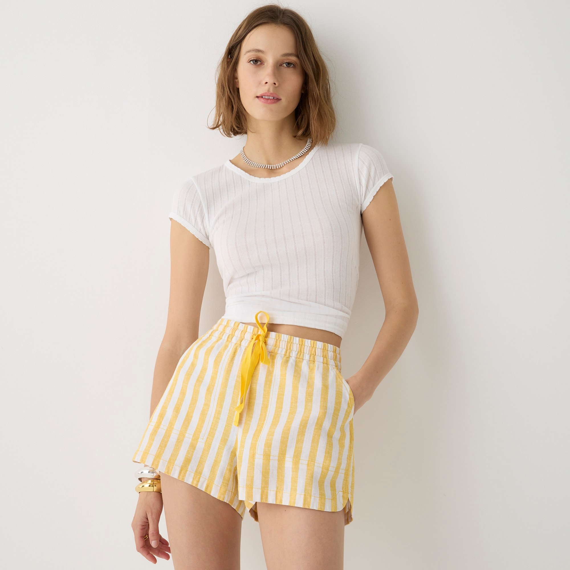 New seaside short in marigold stripe