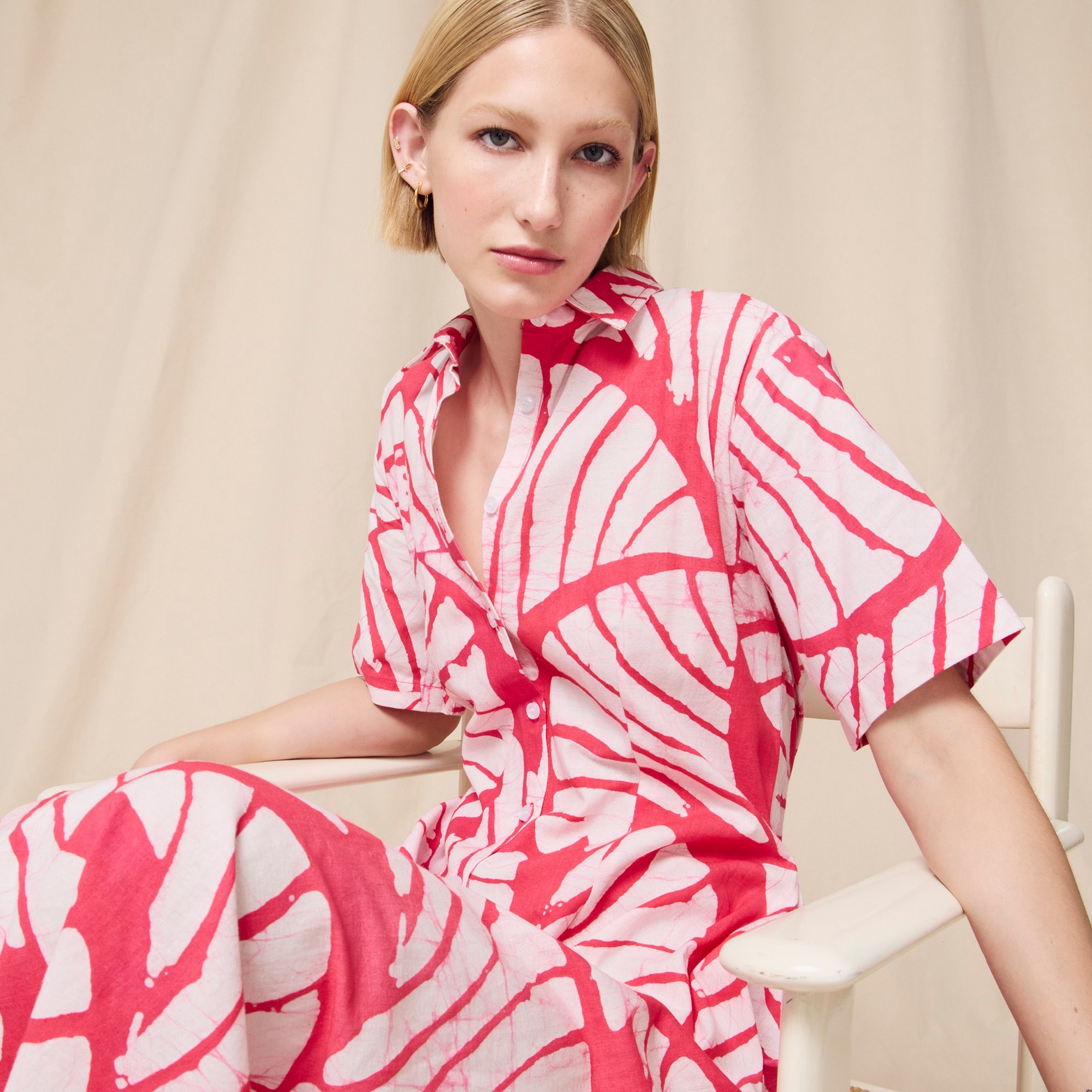 Studio 189© X J.Crew shirtdress in batik palm print