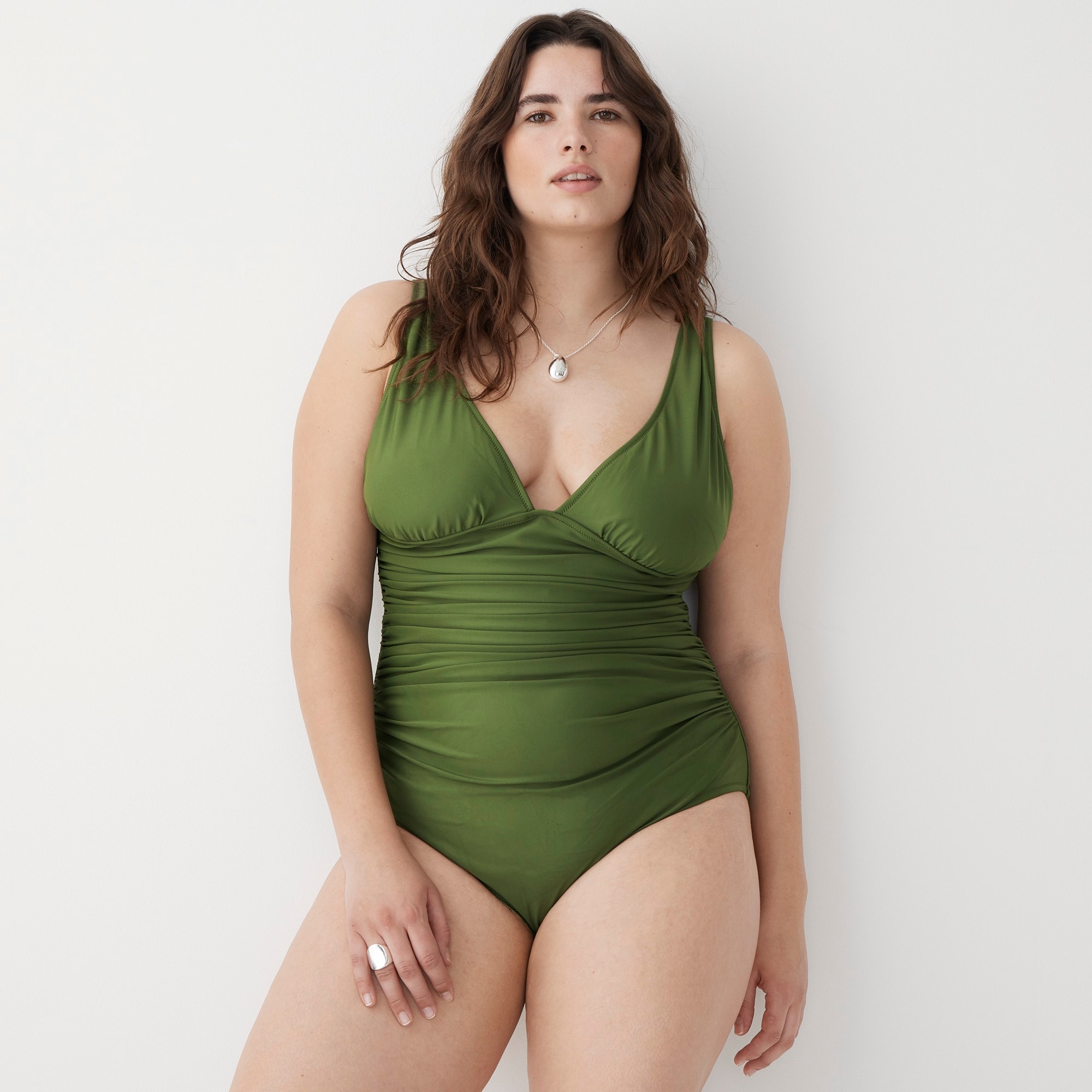 Ruched V-neck one-piece