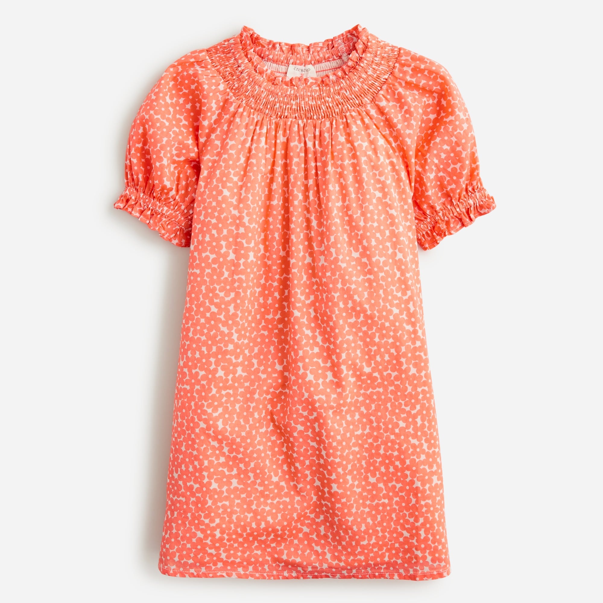 Girls' smocked-neck dress in prints