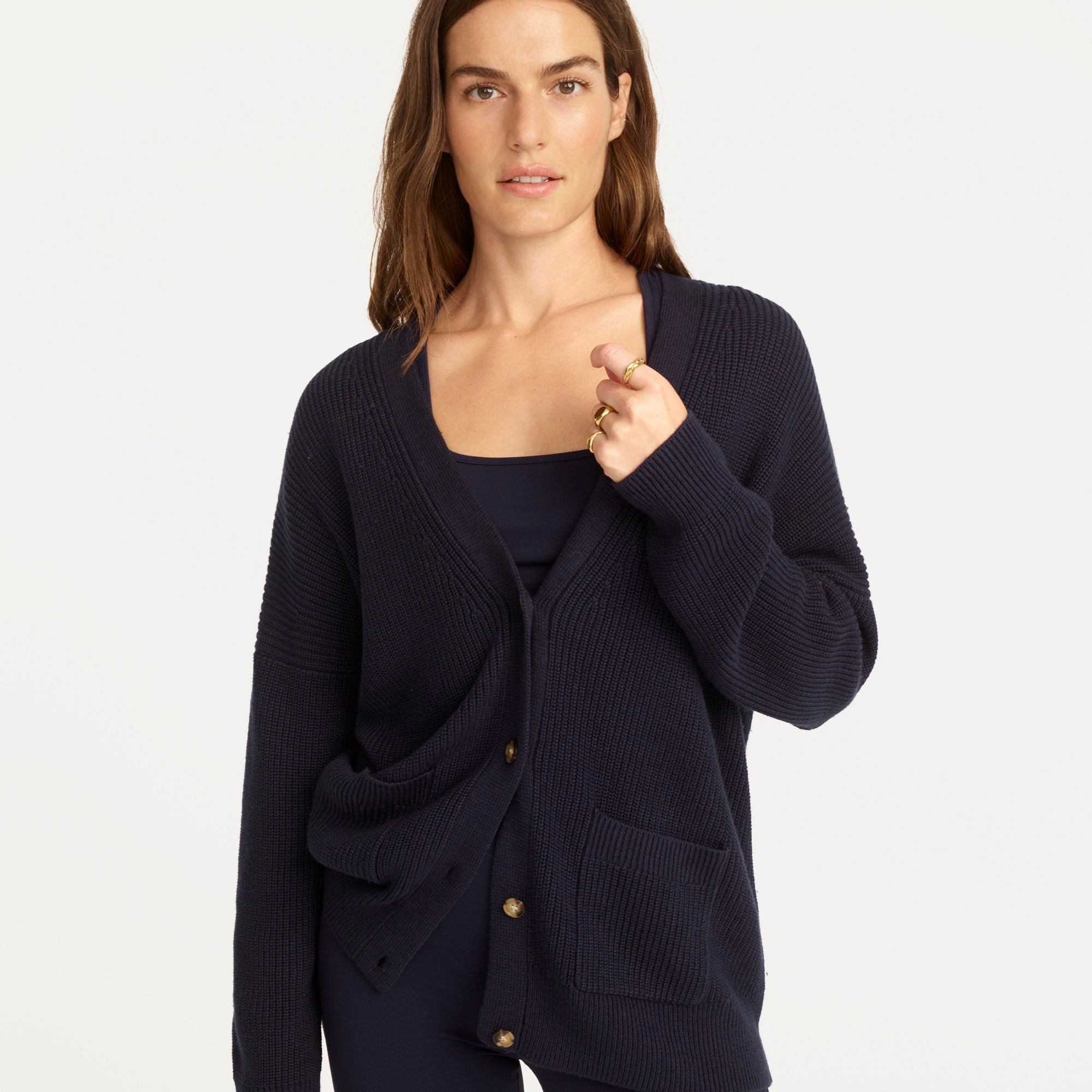 V-neck cotton-blend cardigan sweater