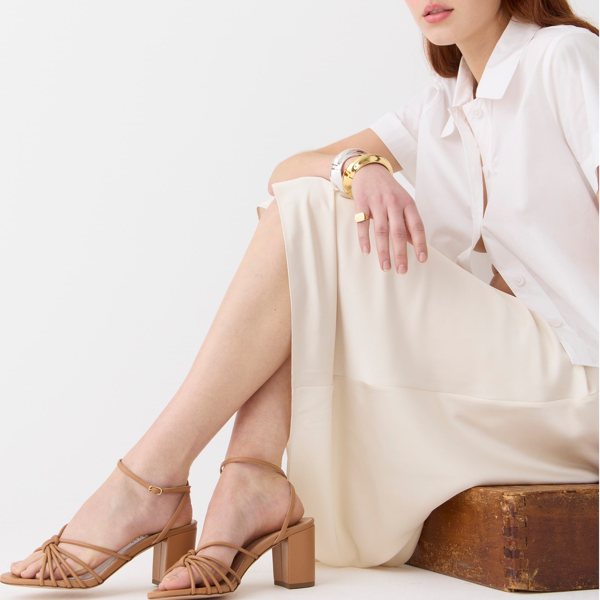 Lucie strappy block-heel sandals in Italian leather