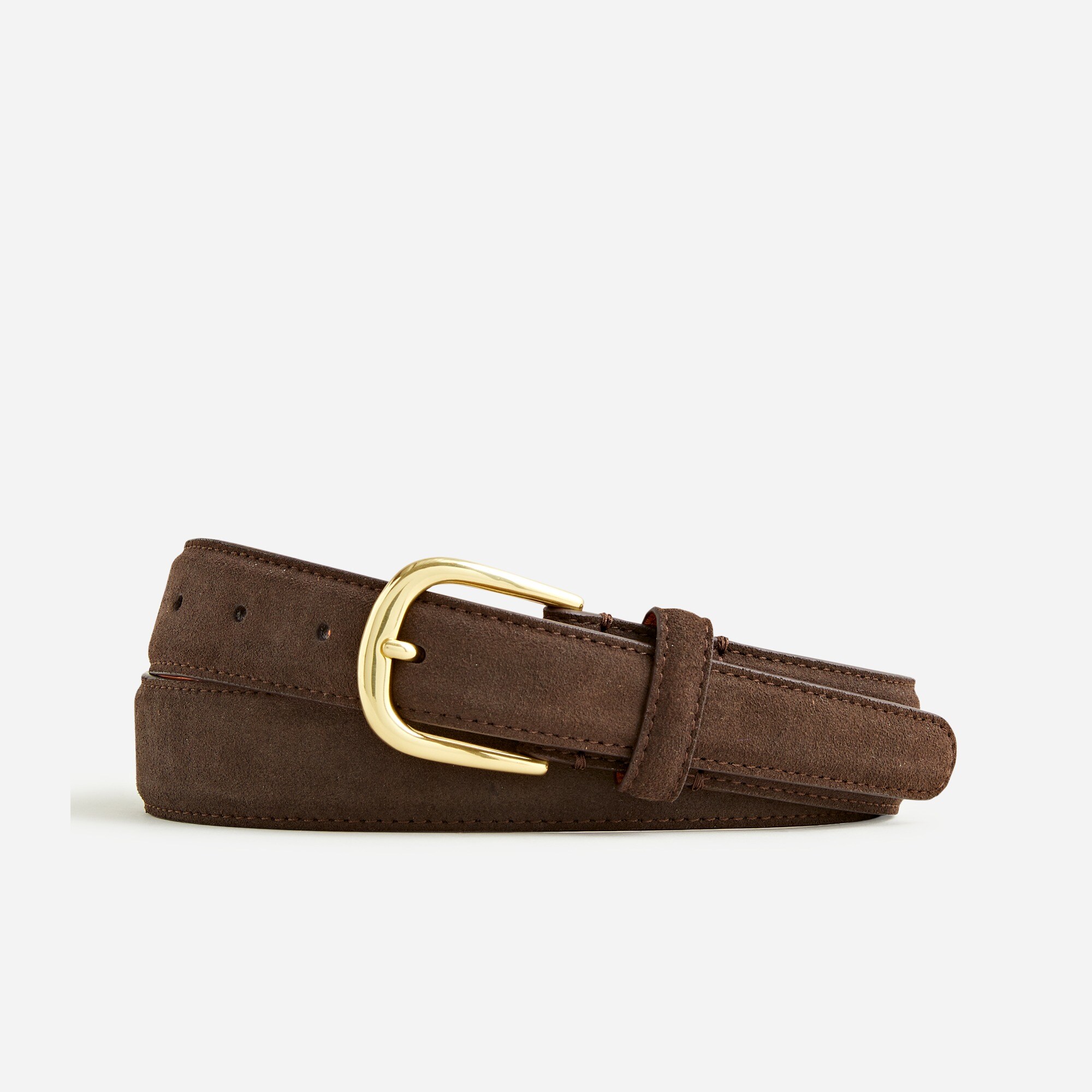 Italian suede and leather round-buckle dress belt