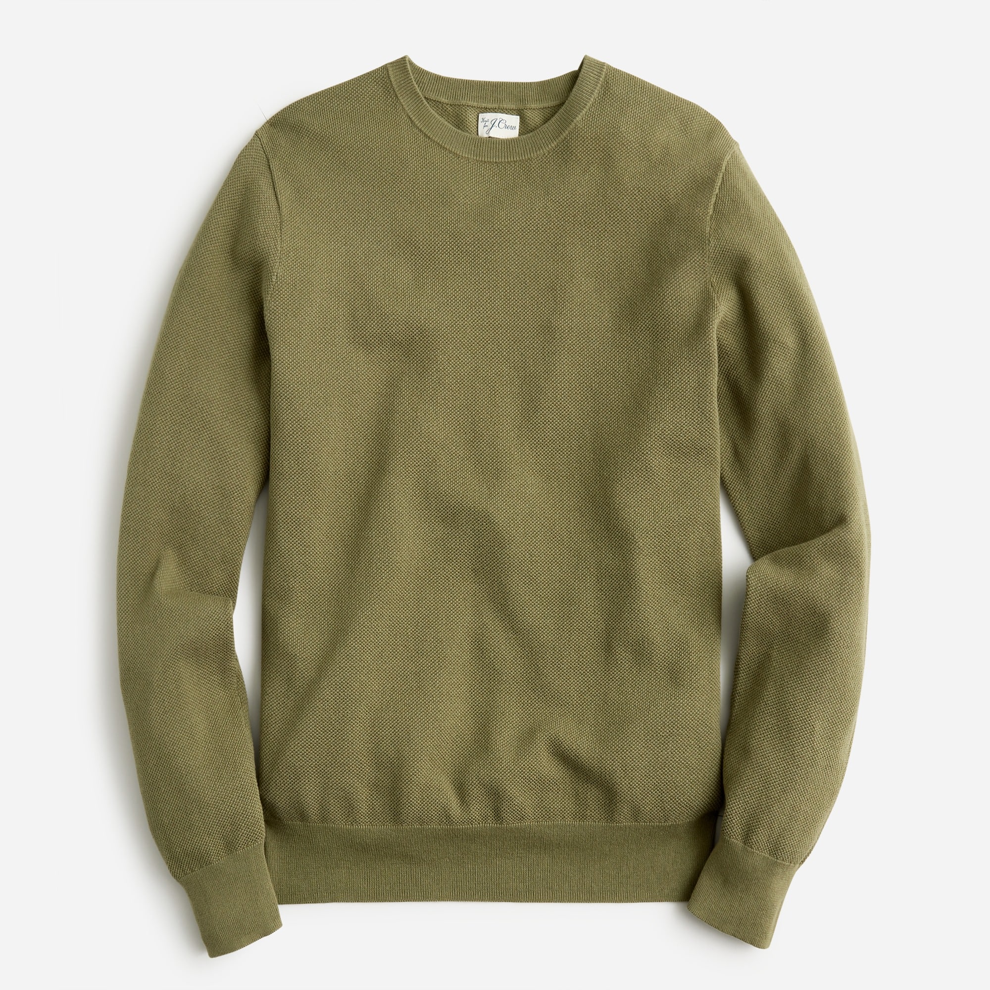 Cotton piqué-stitch crewneck sweater
