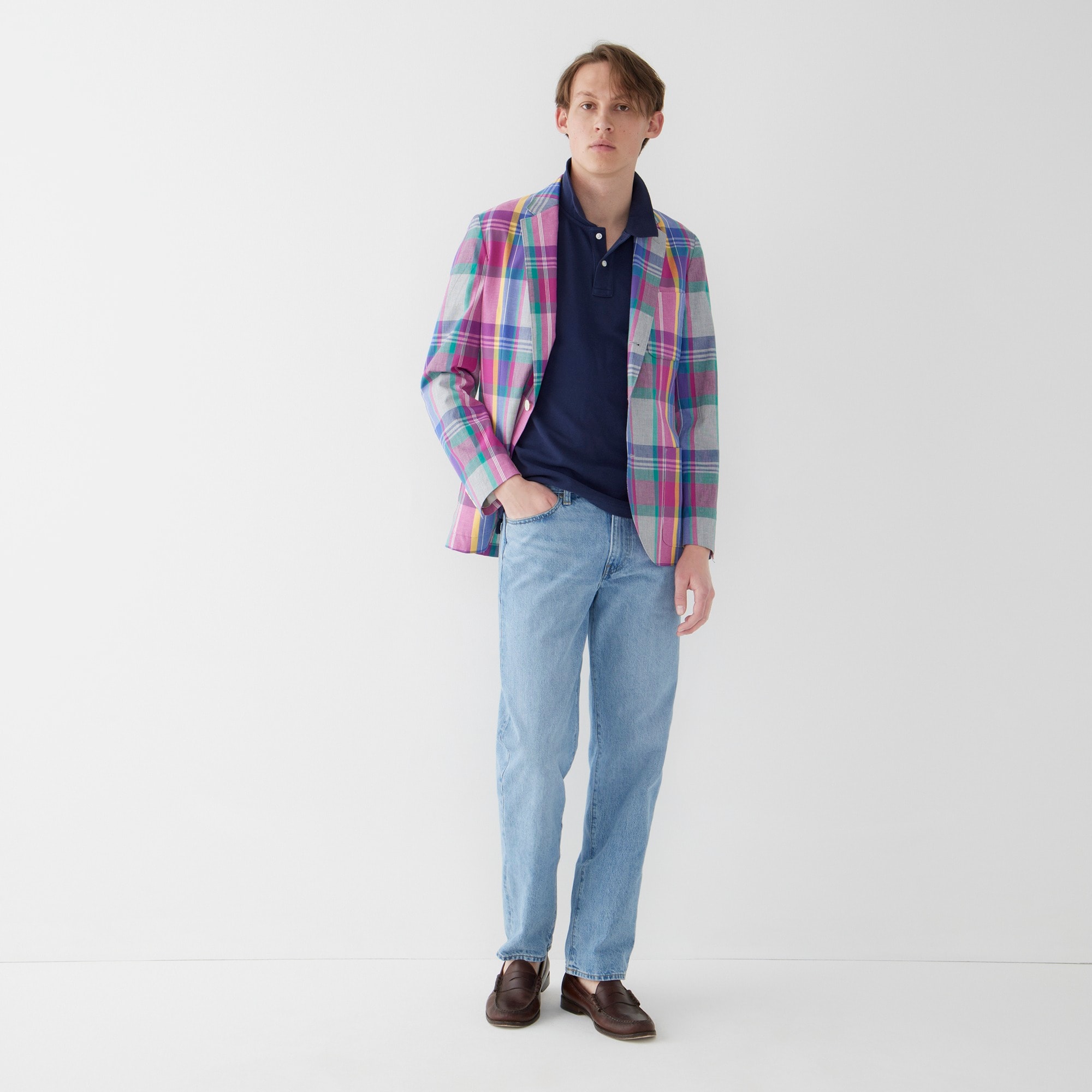Ludlow Slim-fit blazer in cotton madras