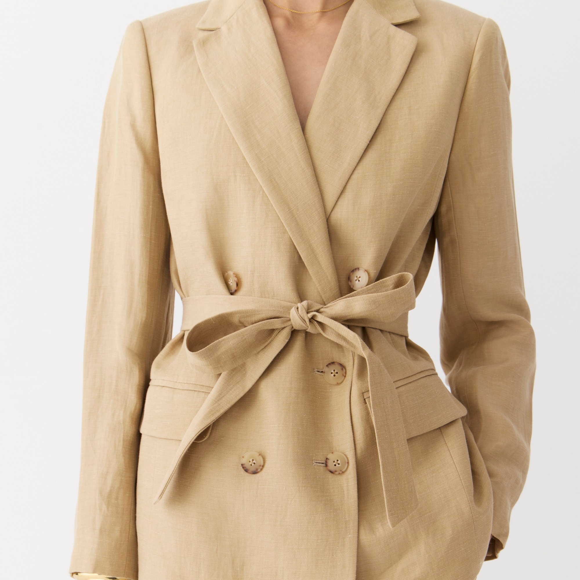 Double-breasted blazer-jacket in Chelsea linen-cupro blend