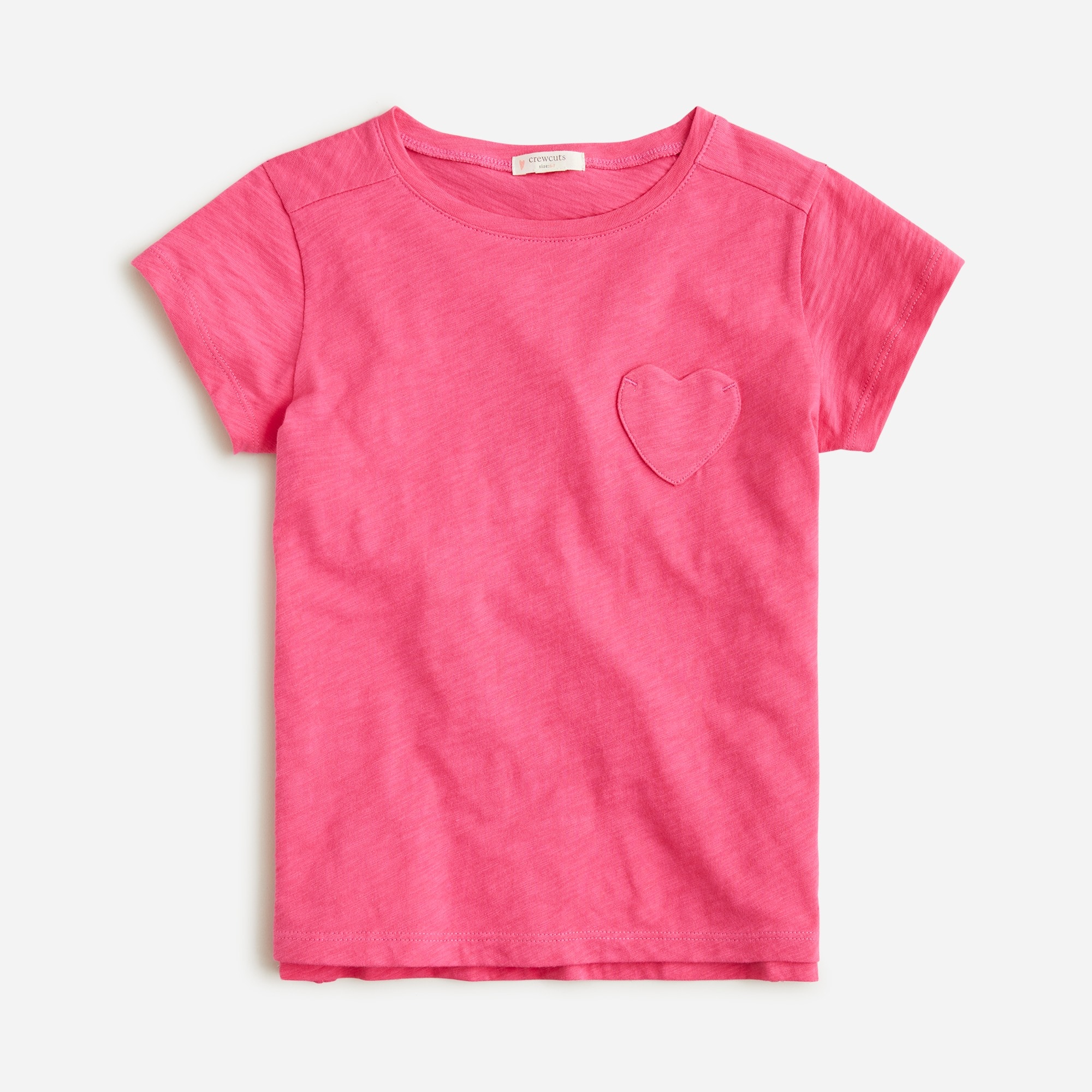 Girls' short-sleeve heart-pocket T-shirt