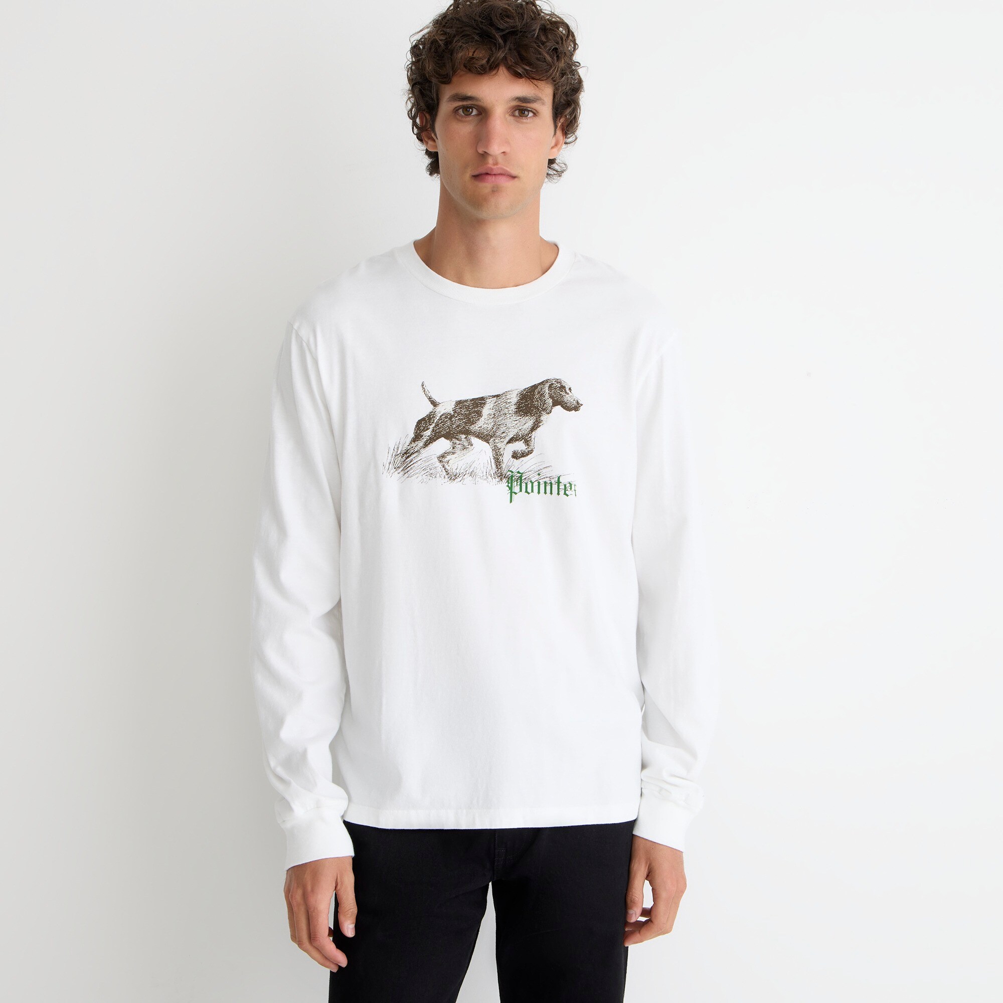 Long-sleeve made-in-the-USA pointer graphic T-shirt