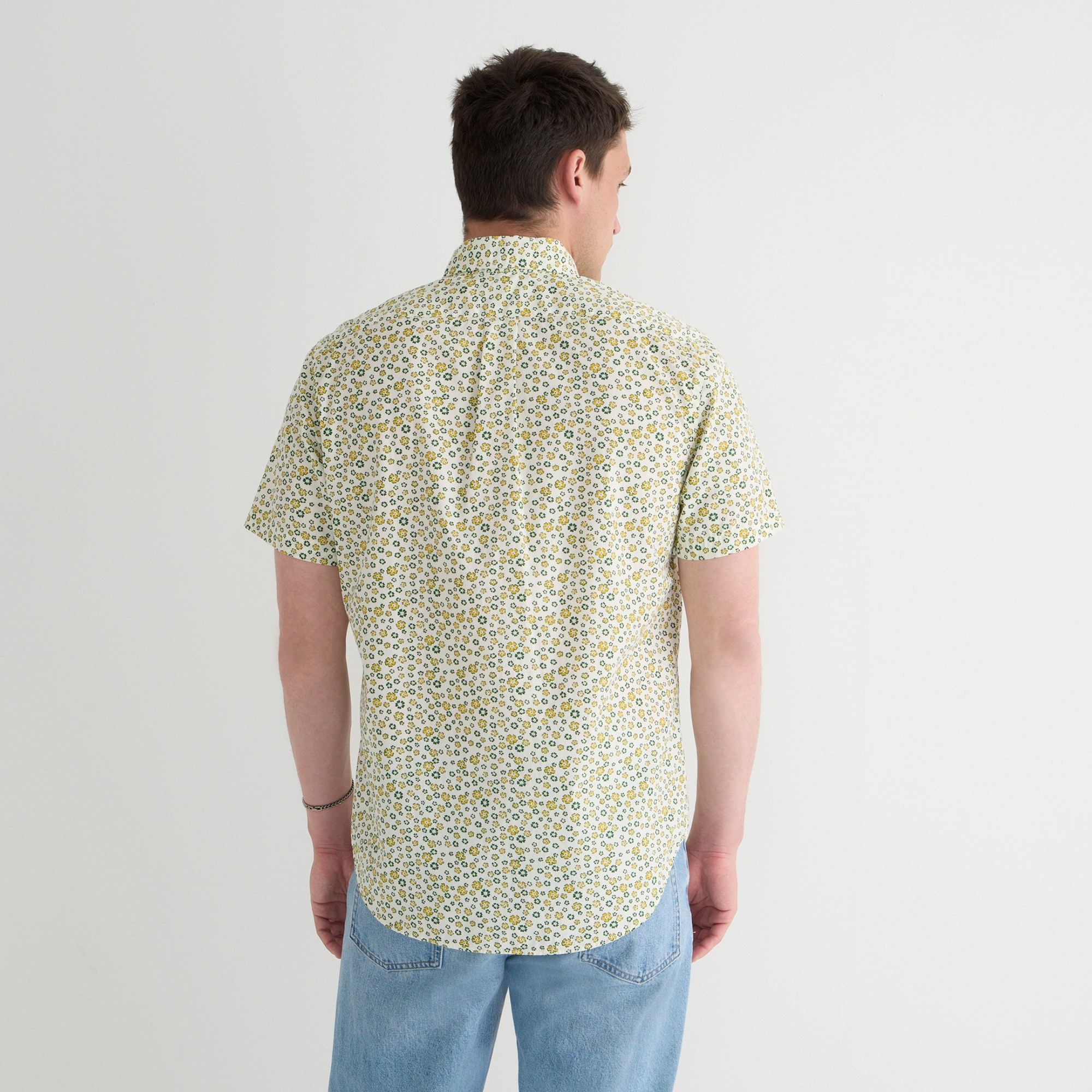 Short-sleeve Secret Wash cotton poplin shirt